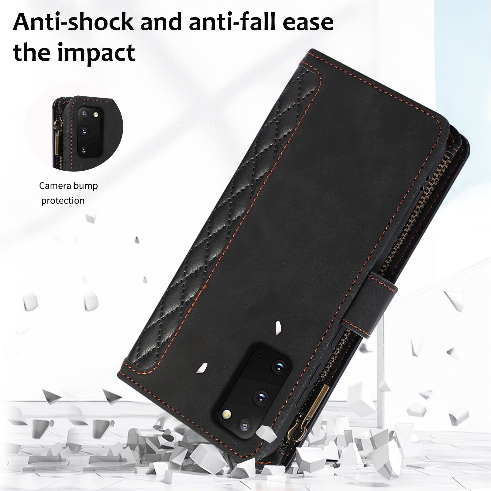 For Samsung Galaxy S20 FE 2022 / S20 FE 5G / S20 FE / S20 Lite 5G Magnetic Phone Case Leather+TPU 9 Card Slots Cover - Black