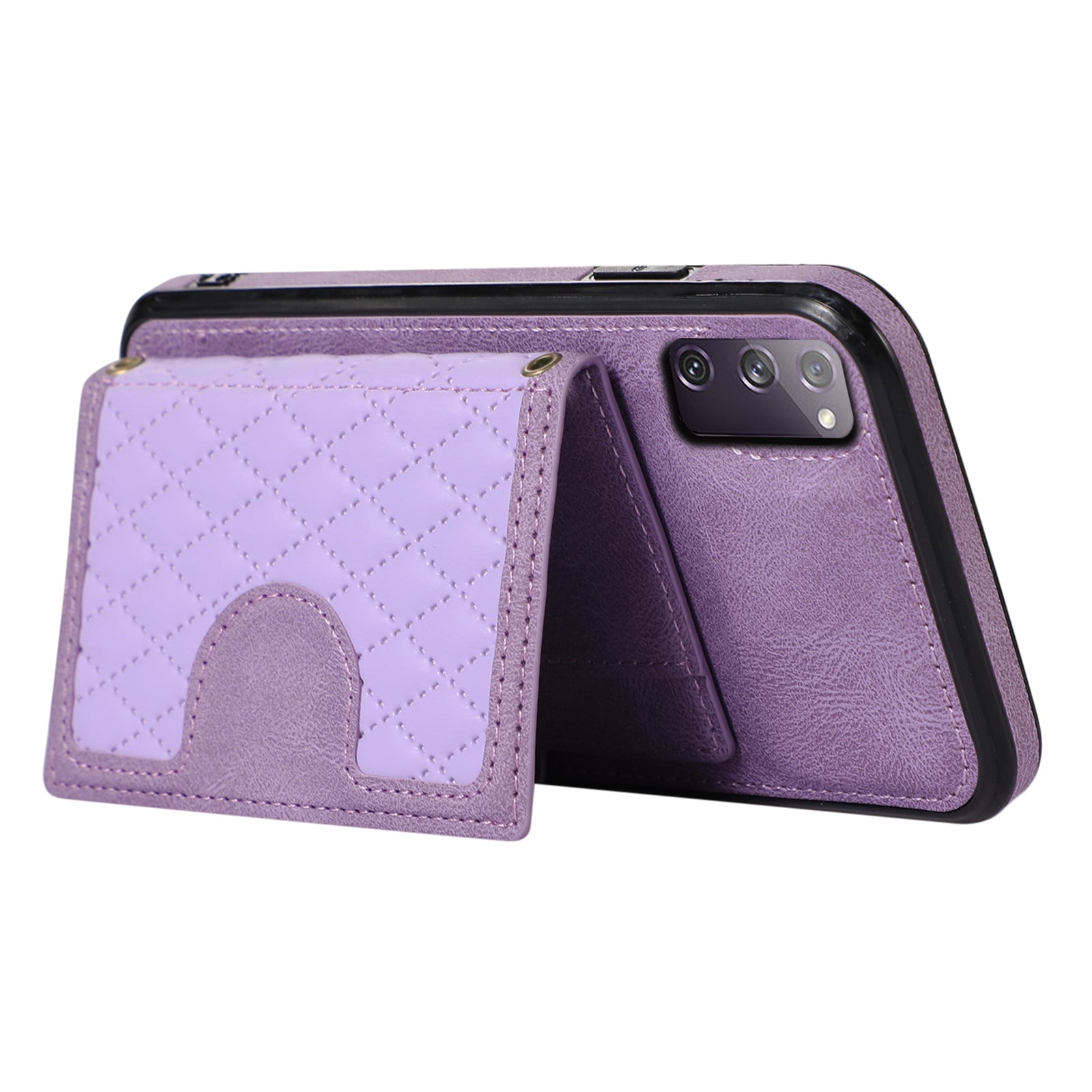 For Samsung Galaxy S20 FE 2022 / S20 FE / S20 FE 5G / S20 Lite Case Card Holder TPU+PU Leather Phone Shell - Purple