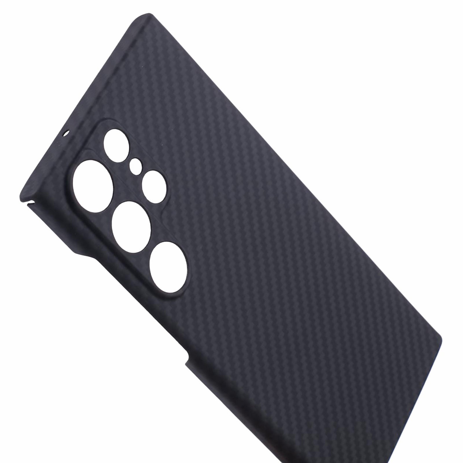 Aramid Fiber Case for Samsung Galaxy S24 Ultra Slim 1500D Carbon Fiber Texture Phone Cover, Black