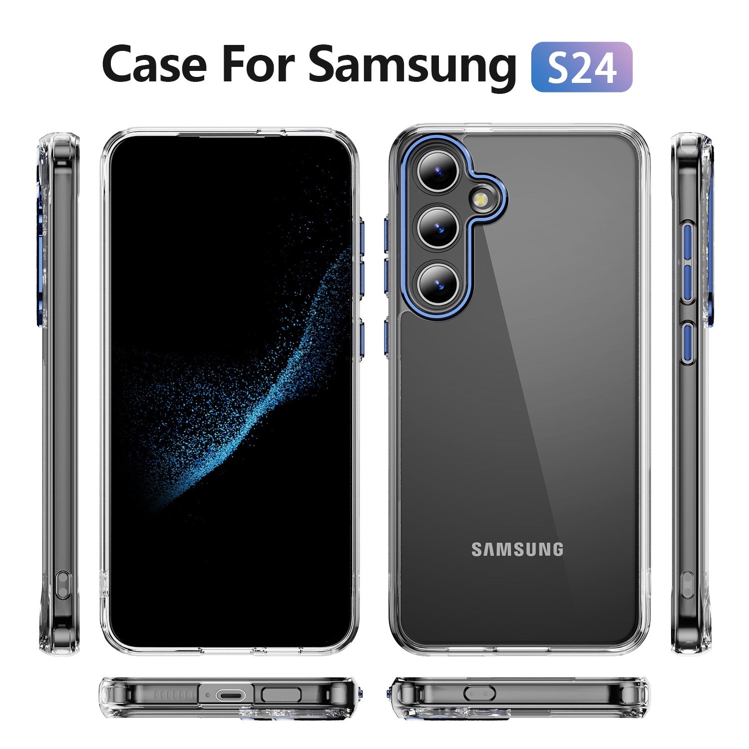 YSM For Samsung Galaxy S24 Slim Case Precise Lens Cutout Acrylic+TPU+Metal Mobile Phone Shell - Blue