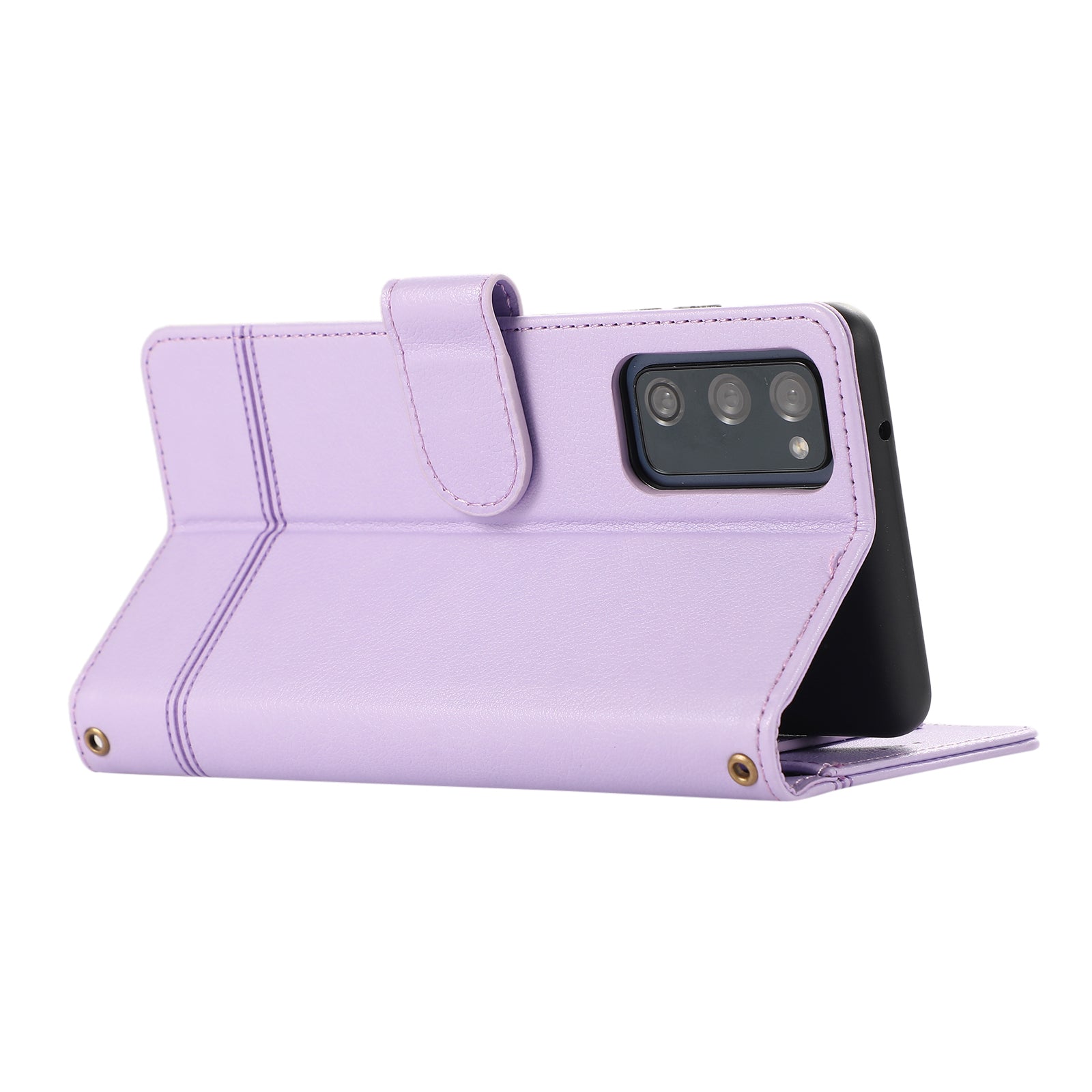 For Samsung Galaxy S20 FE 4G / S20 FE 5G / S20 Lite / S20 FE 2022 Case Leather Wallet Phone Cover with Mirror - Purple