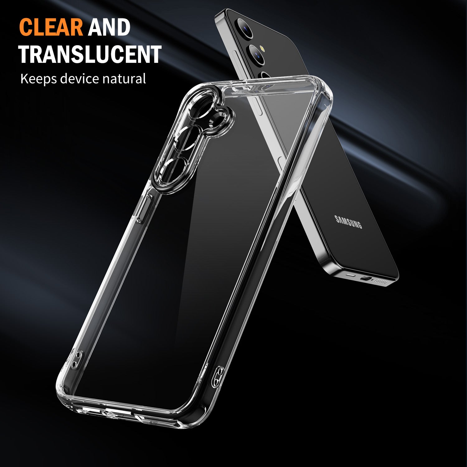 YSM For Samsung Galaxy S24+ Clear Phone Case Metal Lens Frame Protective Cover - Black