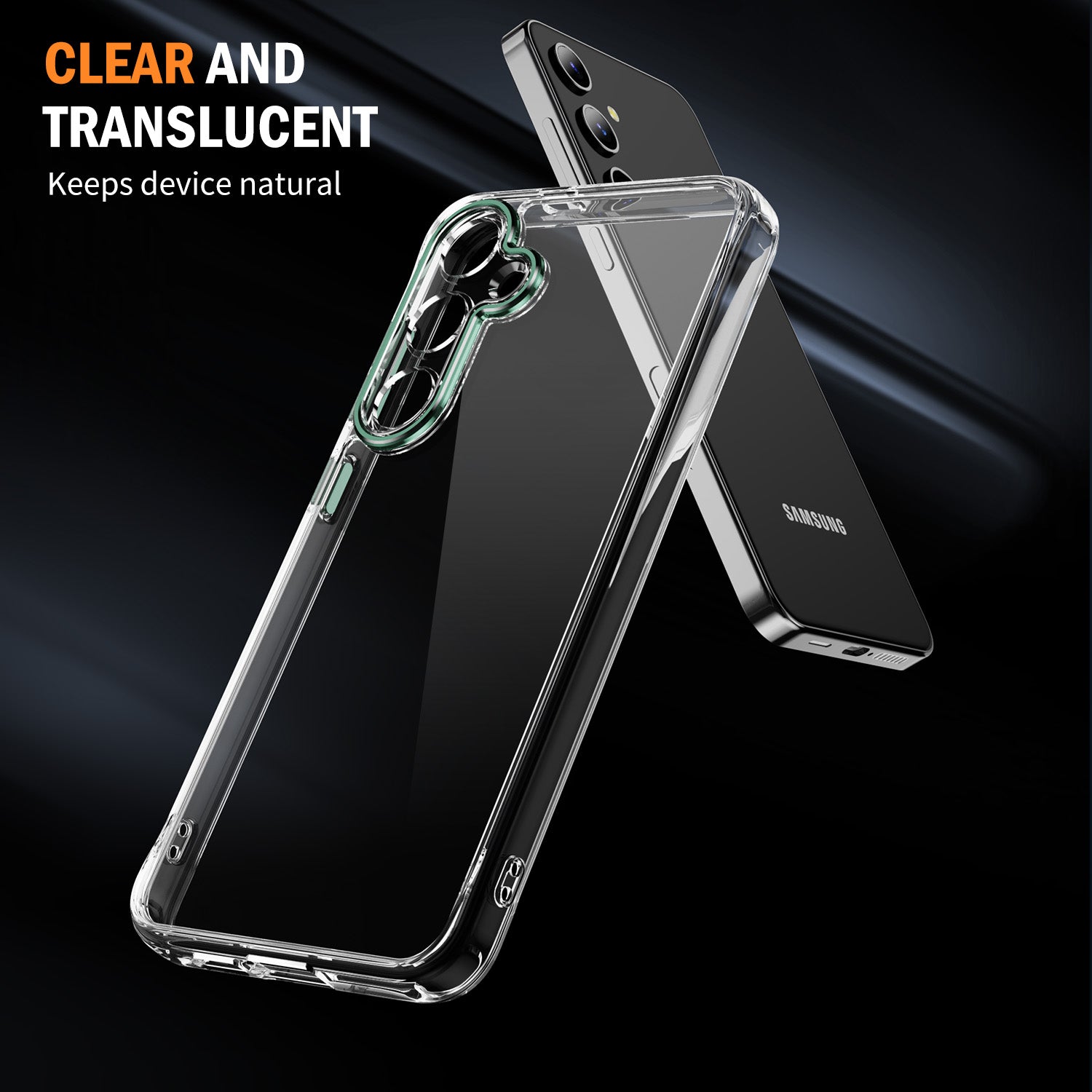 YSM For Samsung Galaxy S24+ Clear Phone Case Metal Lens Frame Protective Cover - Green