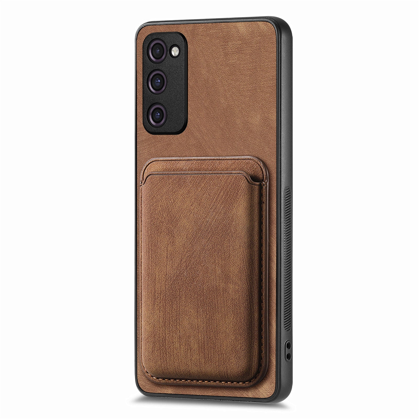 D12 For Samsung Galaxy S20 Lite / S20 FE / S20 FE 5G / S20 FE 2022 Case Detachable Card Case Shell - Brown