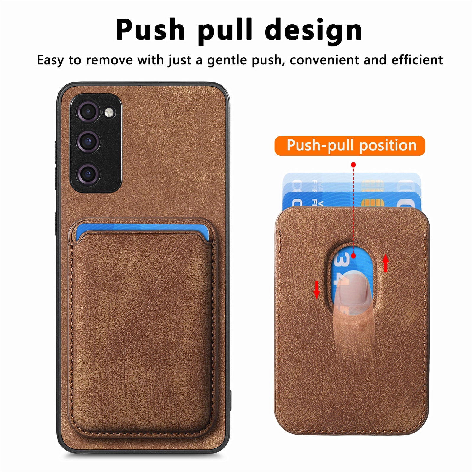 D12 For Samsung Galaxy S20 Lite / S20 FE / S20 FE 5G / S20 FE 2022 Case Detachable Card Case Shell - Brown