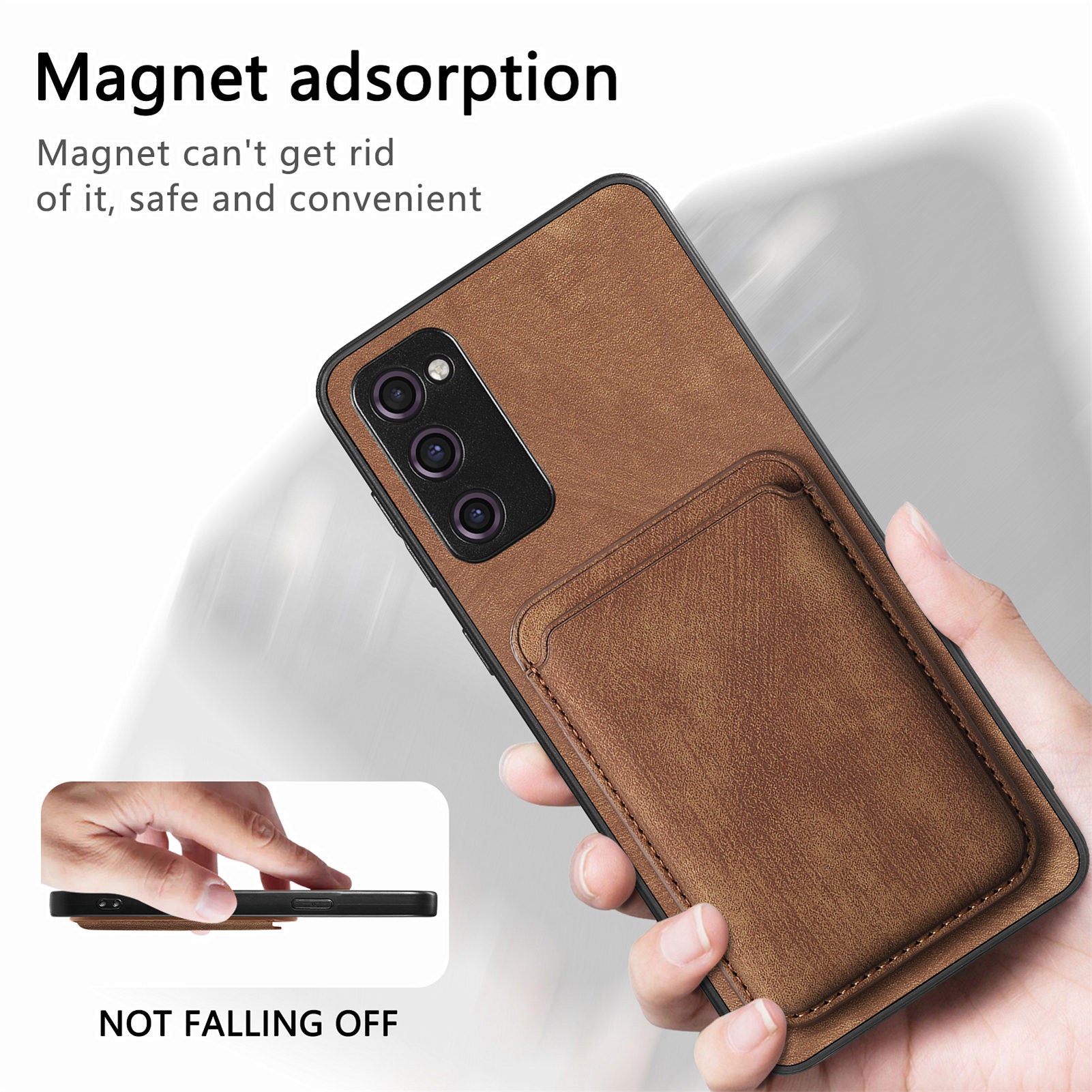 D12 For Samsung Galaxy S20 Lite / S20 FE / S20 FE 5G / S20 FE 2022 Case Detachable Card Case Shell - Brown