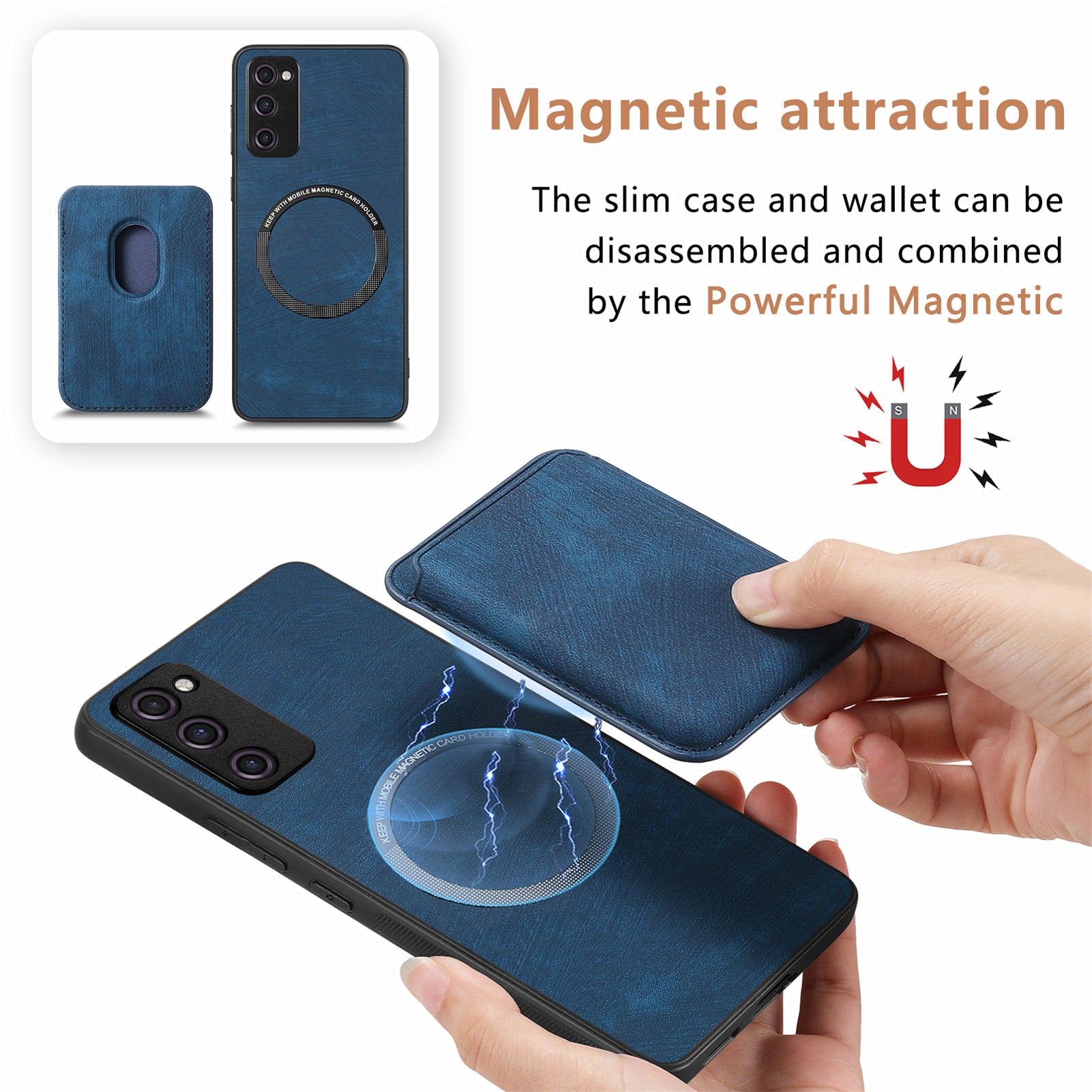 D12 For Samsung Galaxy S20 Lite / S20 FE / S20 FE 5G / S20 FE 2022 Case Detachable Card Case Shell - Blue