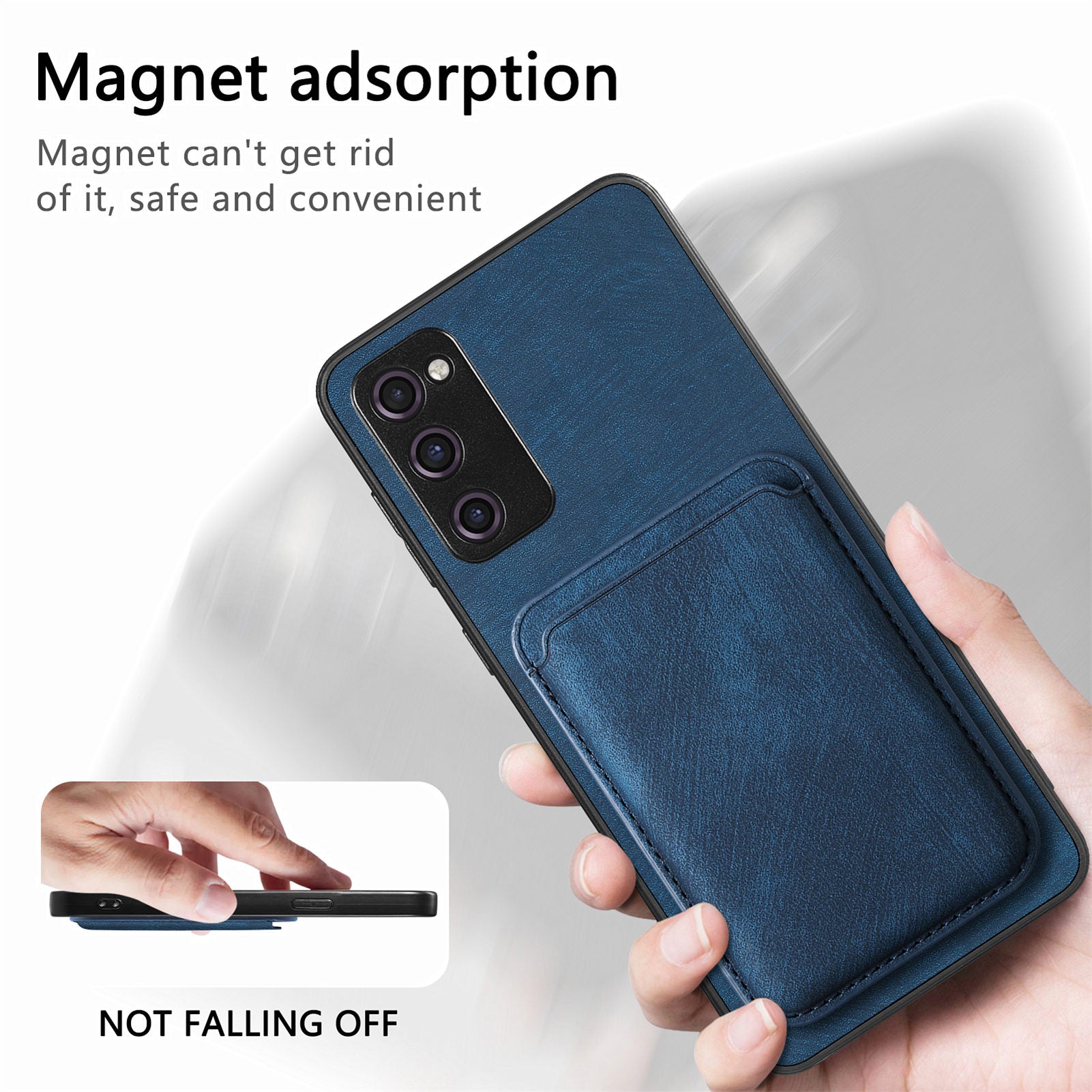 D12 For Samsung Galaxy S20 Lite / S20 FE / S20 FE 5G / S20 FE 2022 Case Detachable Card Case Shell - Blue