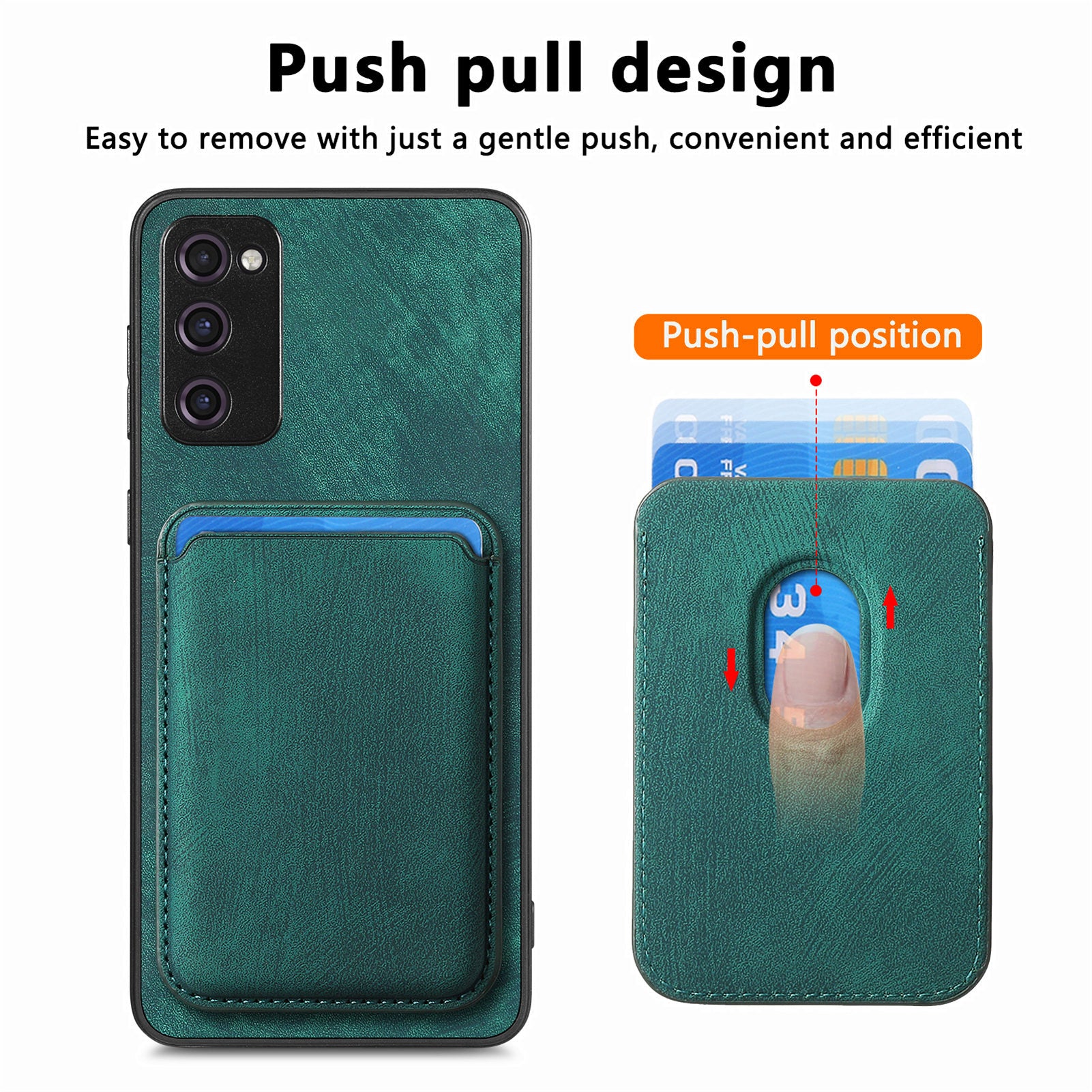 D12 For Samsung Galaxy S20 Lite / S20 FE / S20 FE 5G / S20 FE 2022 Case Detachable Card Case Shell - Green