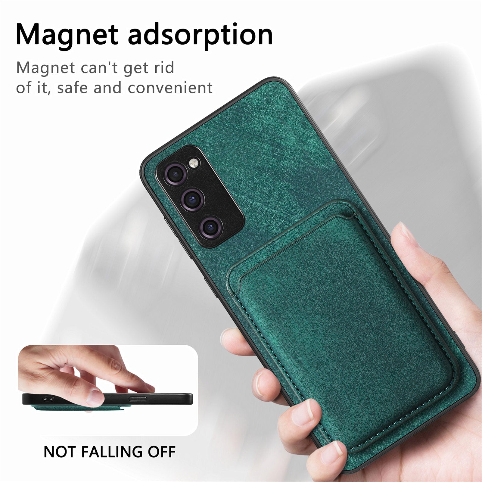 D12 For Samsung Galaxy S20 Lite / S20 FE / S20 FE 5G / S20 FE 2022 Case Detachable Card Case Shell - Green