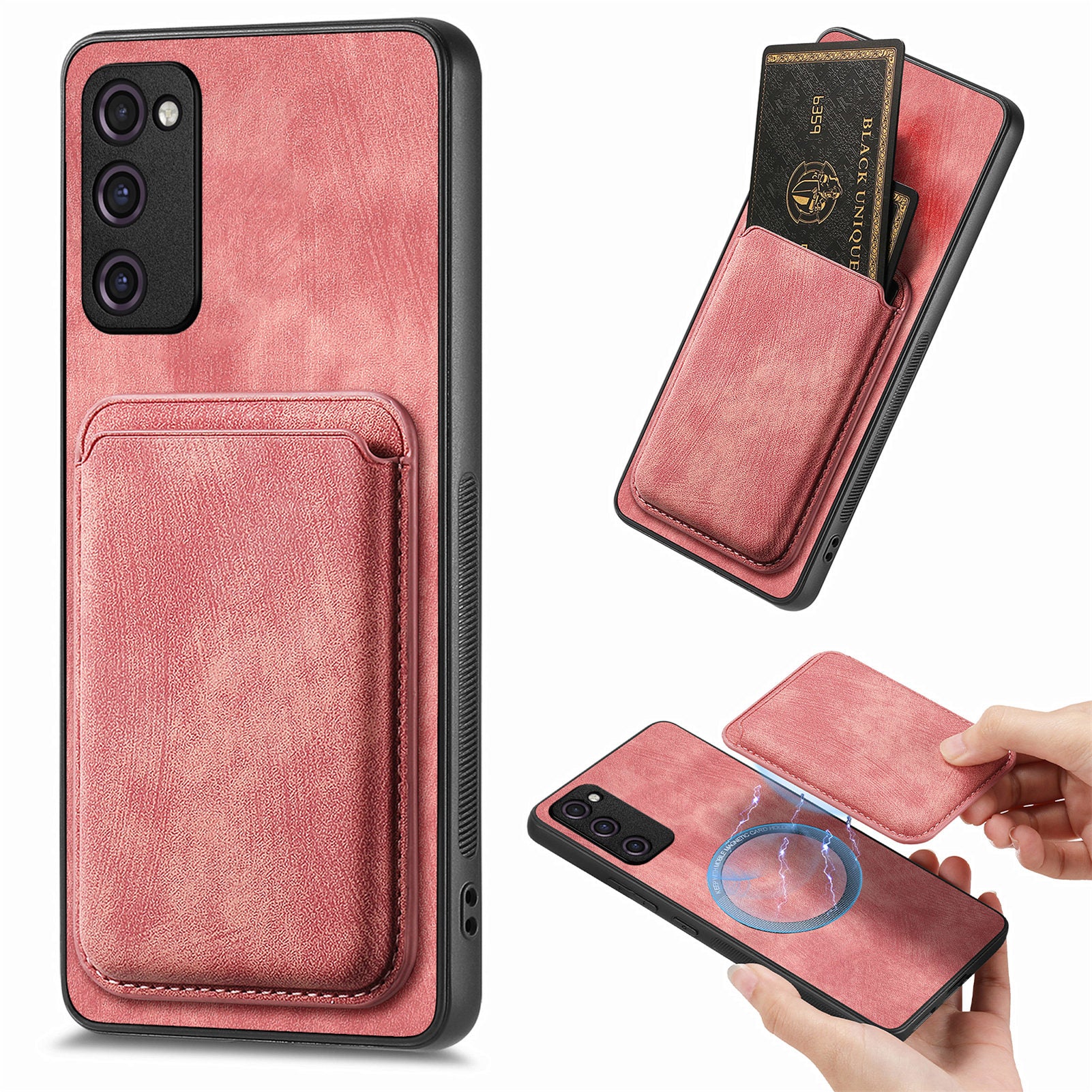 D12 For Samsung Galaxy S20 Lite / S20 FE / S20 FE 5G / S20 FE 2022 Case Detachable Card Case Shell - Pink