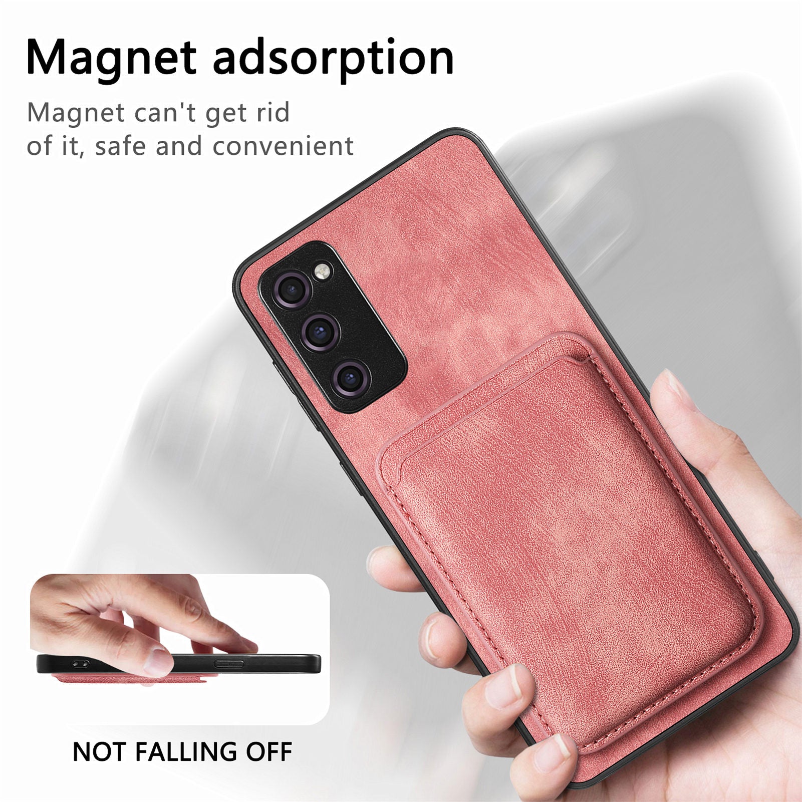 D12 For Samsung Galaxy S20 Lite / S20 FE / S20 FE 5G / S20 FE 2022 Case Detachable Card Case Shell - Pink