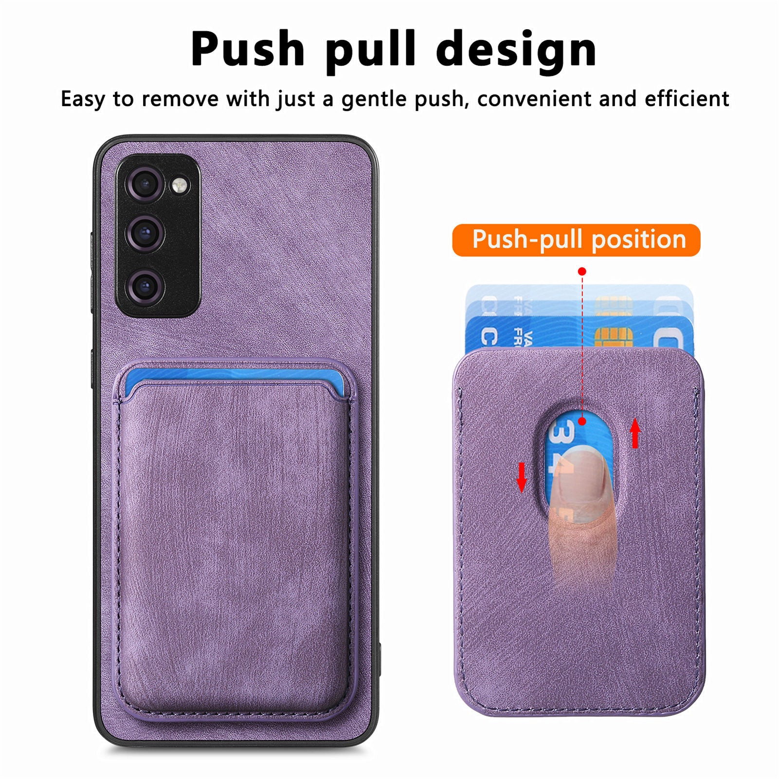 D12 For Samsung Galaxy S20 Lite / S20 FE / S20 FE 5G / S20 FE 2022 Case Detachable Card Case Shell - Purple