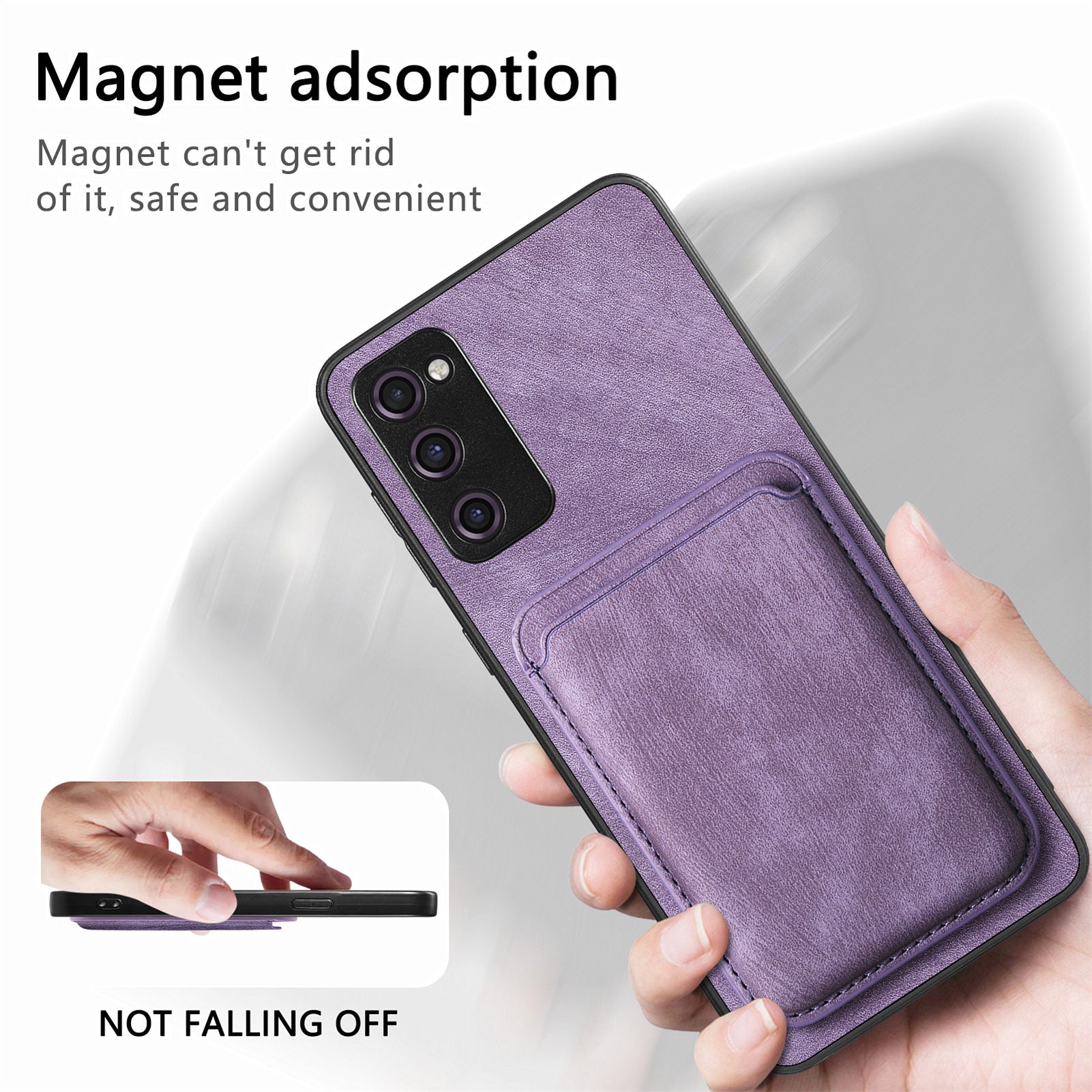 D12 For Samsung Galaxy S20 Lite / S20 FE / S20 FE 5G / S20 FE 2022 Case Detachable Card Case Shell - Purple