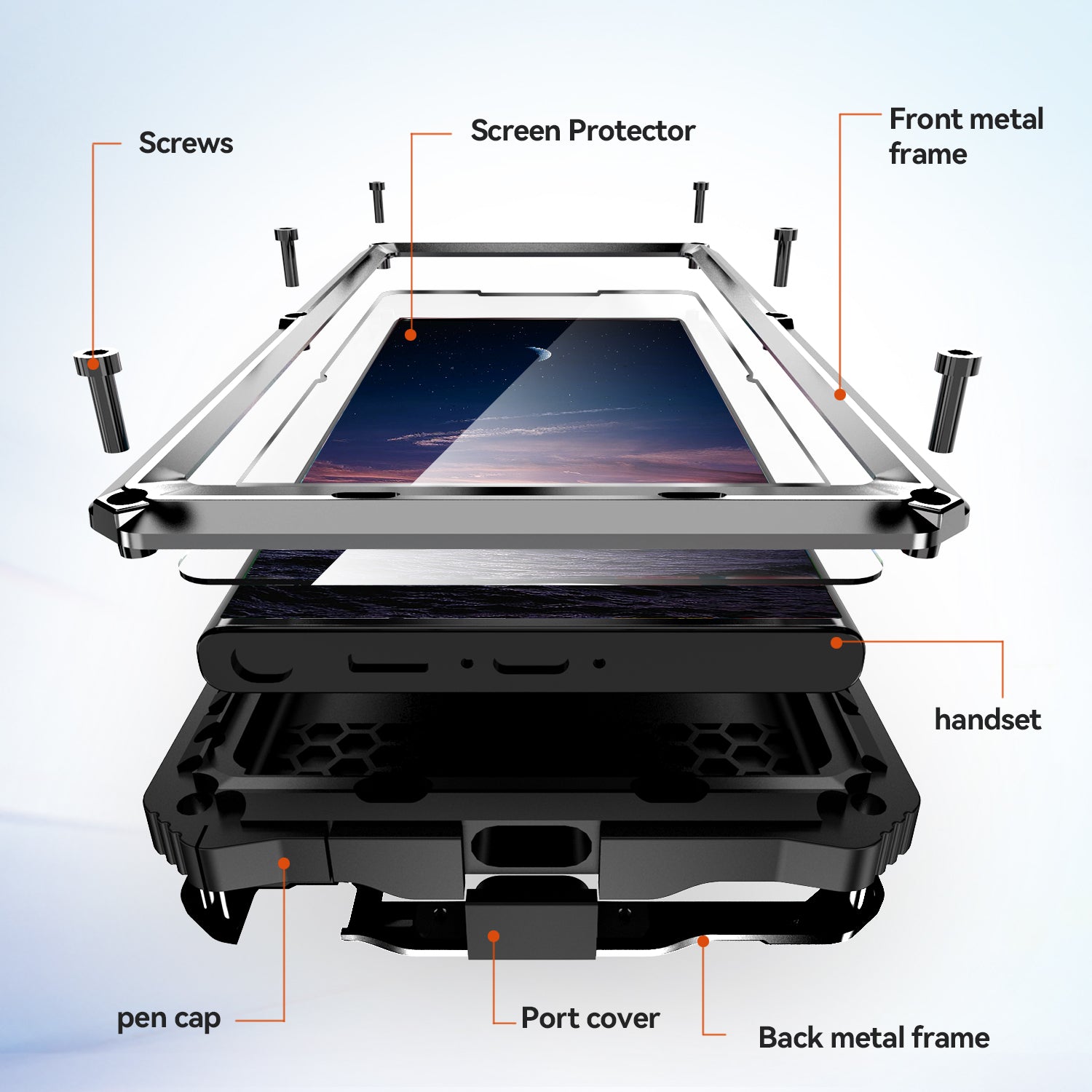 R-JUST For Samsung Galaxy S24 Ultra Shockproof Case Kickstand Drop-proof Cover Tempered Glass Film - Silver