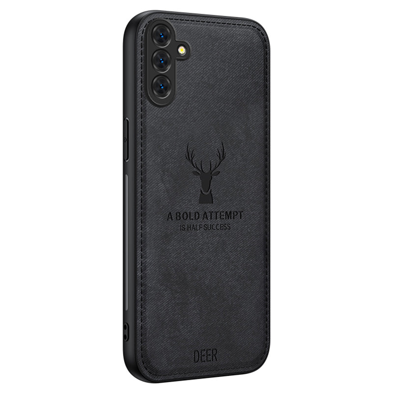 For Samsung Galaxy S24 Case Luxury Soft Texture Deer Pattern Phone Cover - Black