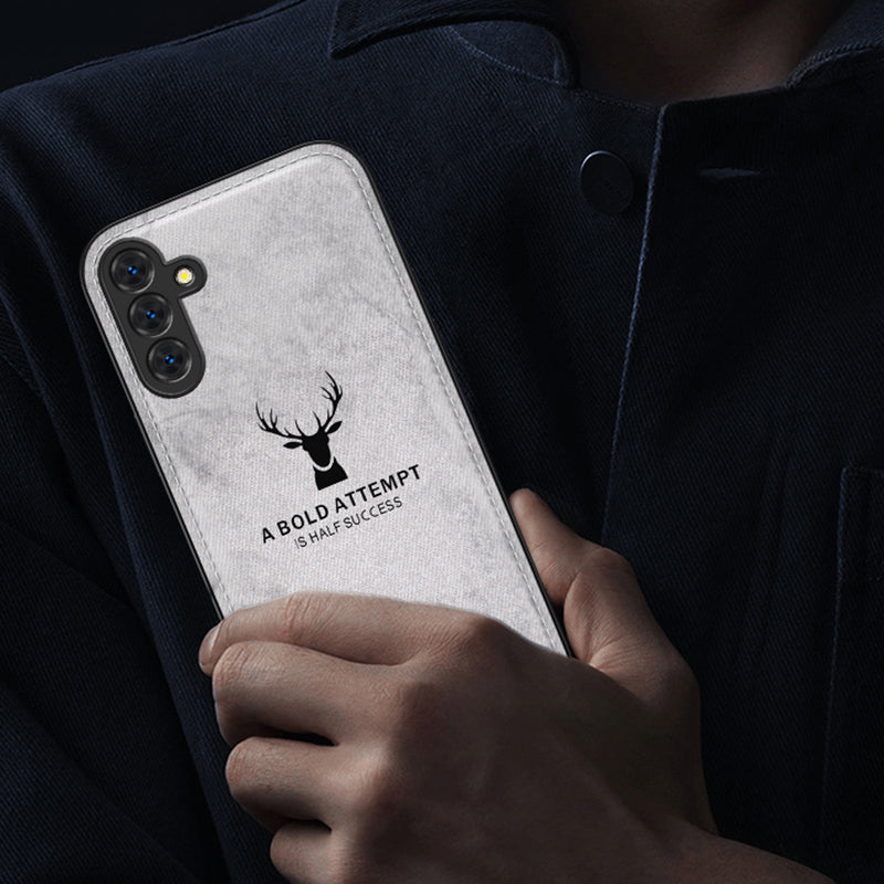 For Samsung Galaxy S24 Case Luxury Soft Texture Deer Pattern Phone Cover - Black