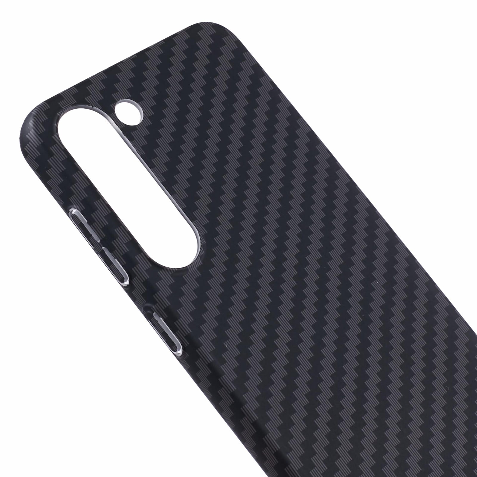 For Samsung Galaxy S24 Case Carbon Fiber Texture Splicing PC Phone Cover - Black