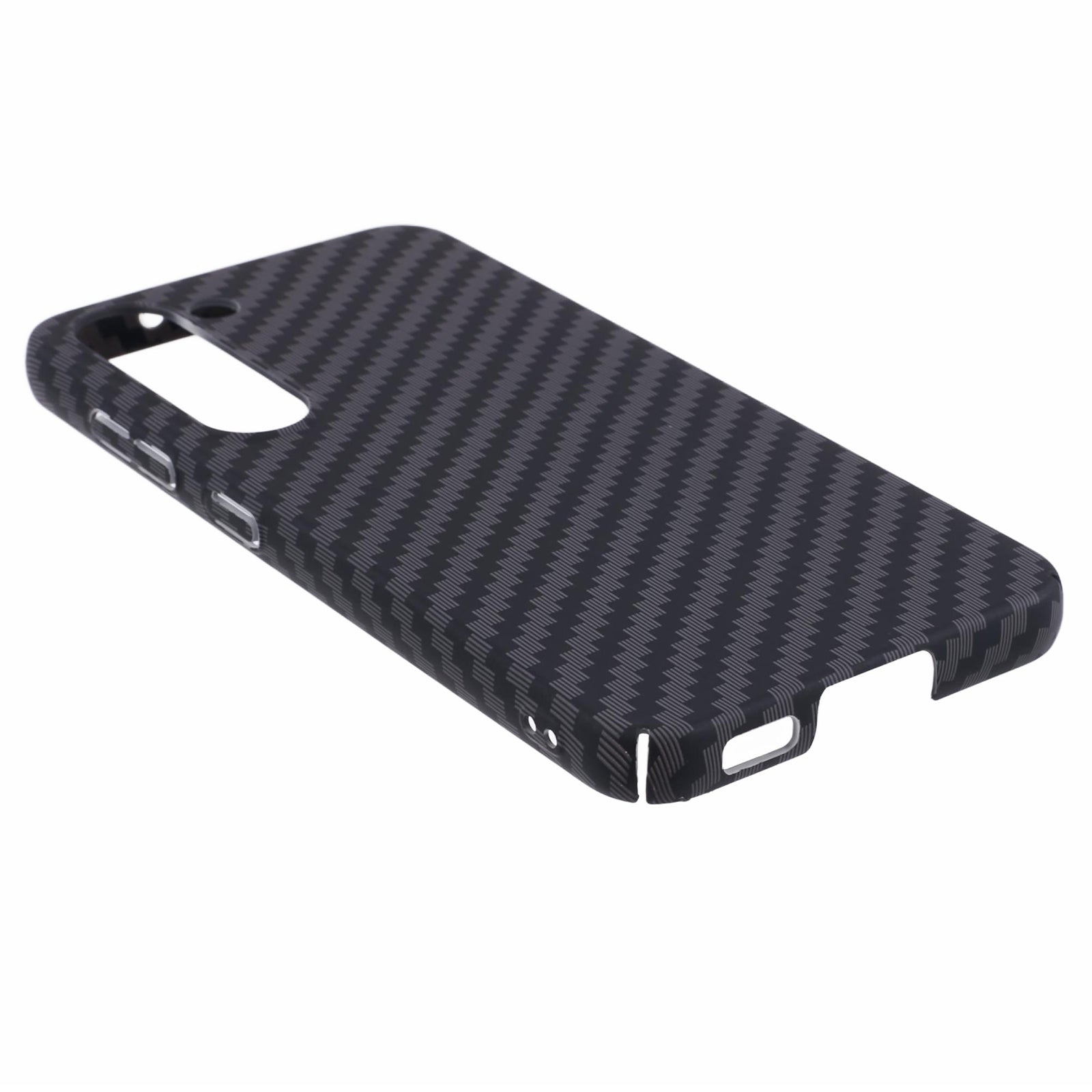 For Samsung Galaxy S24+ PC Case Carbon Fiber Texture Protective Phone Cover - Black