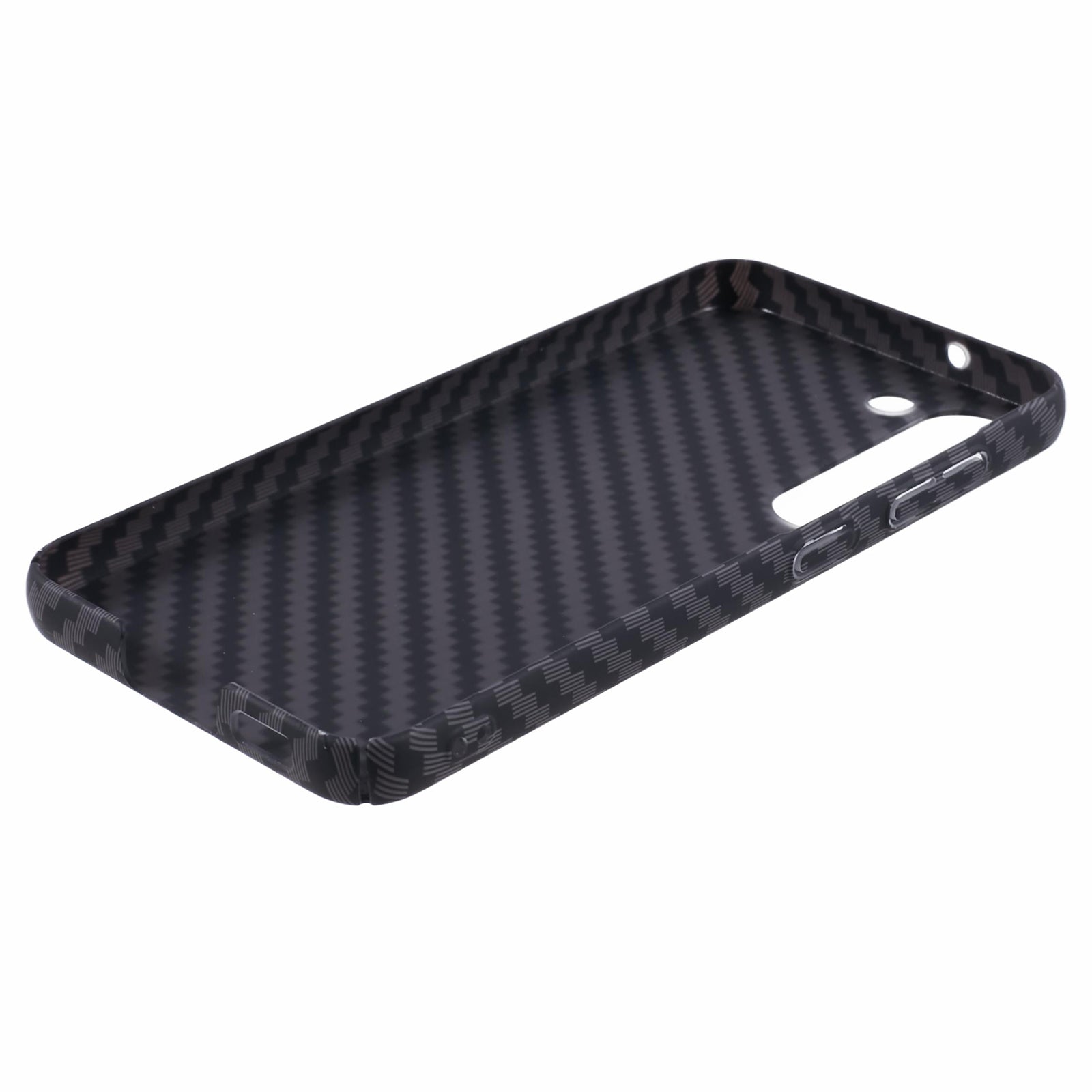 For Samsung Galaxy S24+ PC Case Carbon Fiber Texture Protective Phone Cover - Black