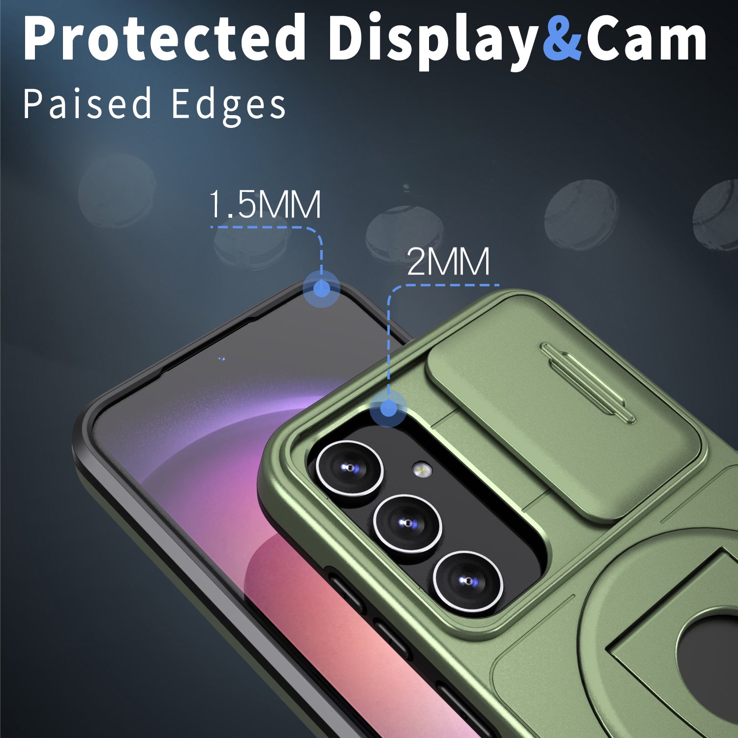 For Samsung Galaxy S20 FE / S20 FE 5G / S20 FE 2022 / S20 Lite Phone Case with Slide Camera Cover - Green