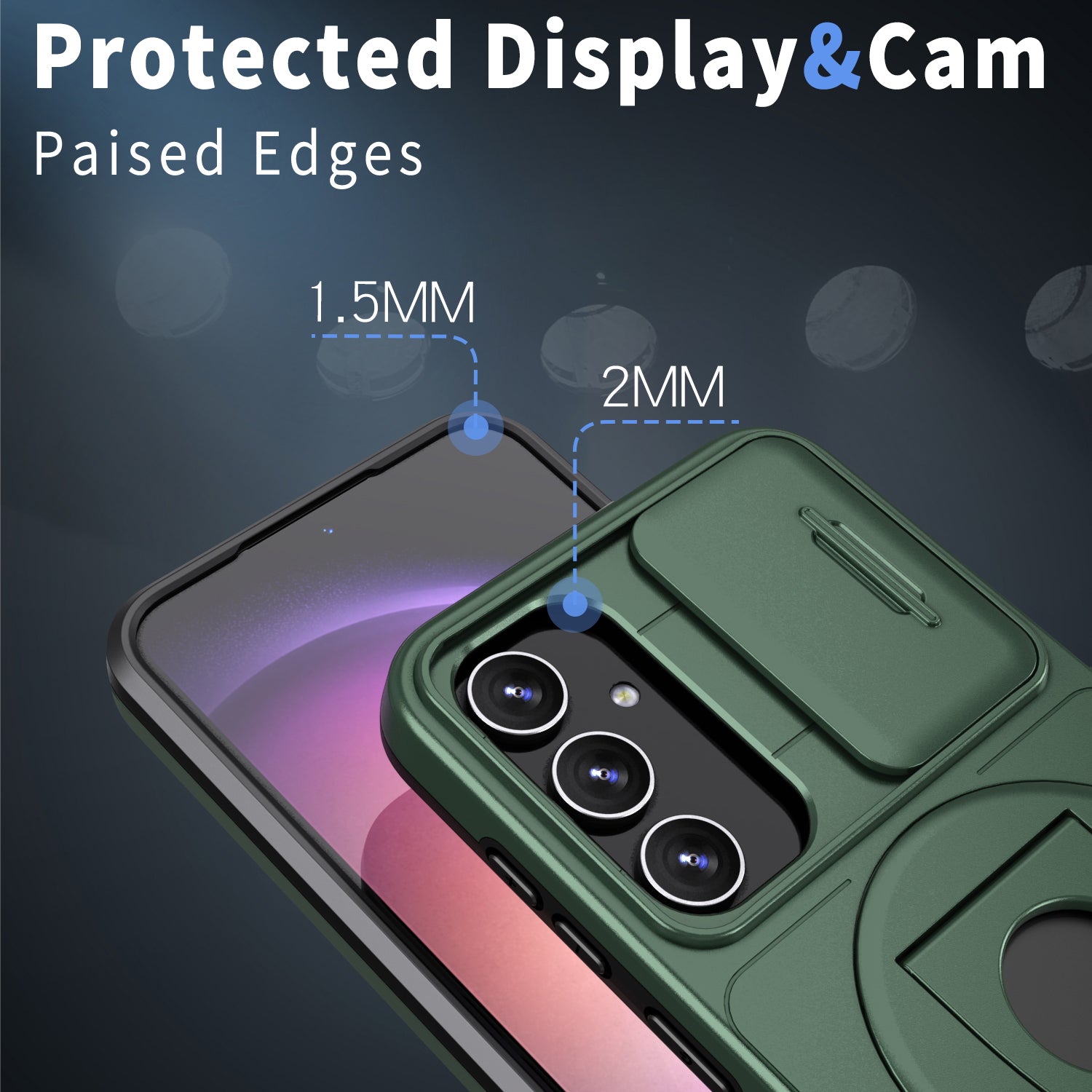 For Samsung Galaxy S20 FE / S20 FE 5G / S20 FE 2022 / S20 Lite Phone Case with Slide Camera Cover - Blackish Green