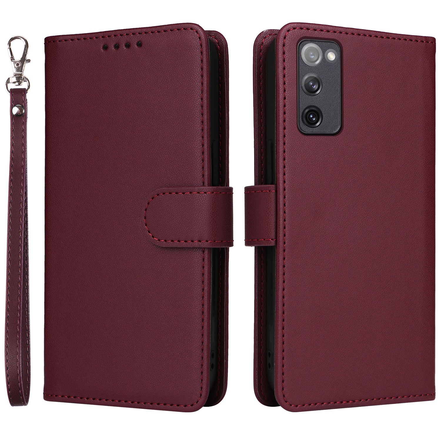 BETOPNICE 005 For Samsung Galaxy S20 FE 5G / S20 FE / S20 FE 2022 / S20 Lite Case Detachable Leather Cellphone Cover - Wine Red