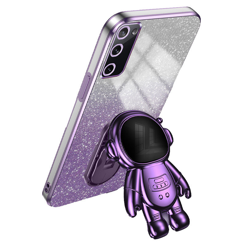 For Samsung Galaxy S20 FE 2022 / S20 Lite / S20 FE 5G / S20 FE Astronaut Kickstand Phone Case PC+TPU Cover - Purple