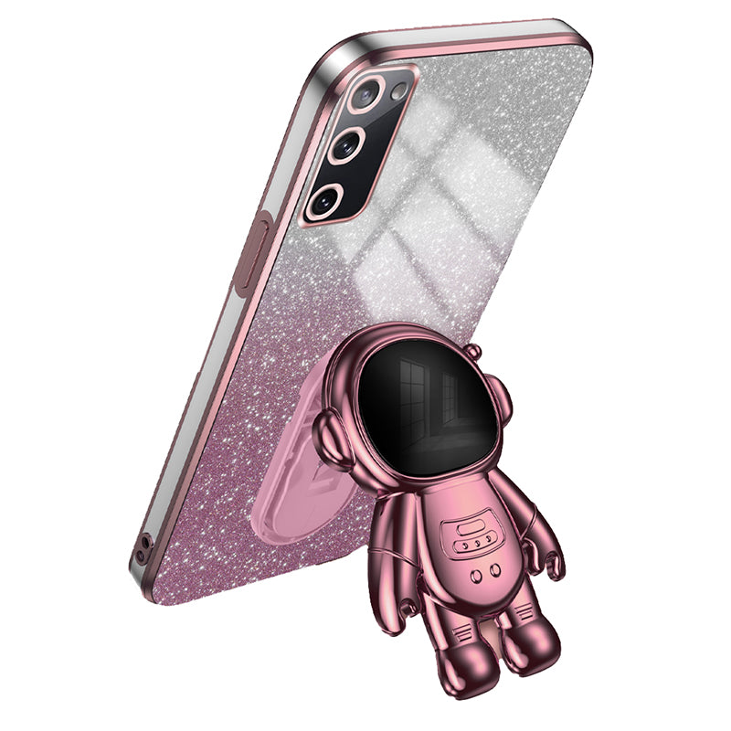 For Samsung Galaxy S20 FE 2022 / S20 Lite / S20 FE 5G / S20 FE Astronaut Kickstand Phone Case PC+TPU Cover - Pink