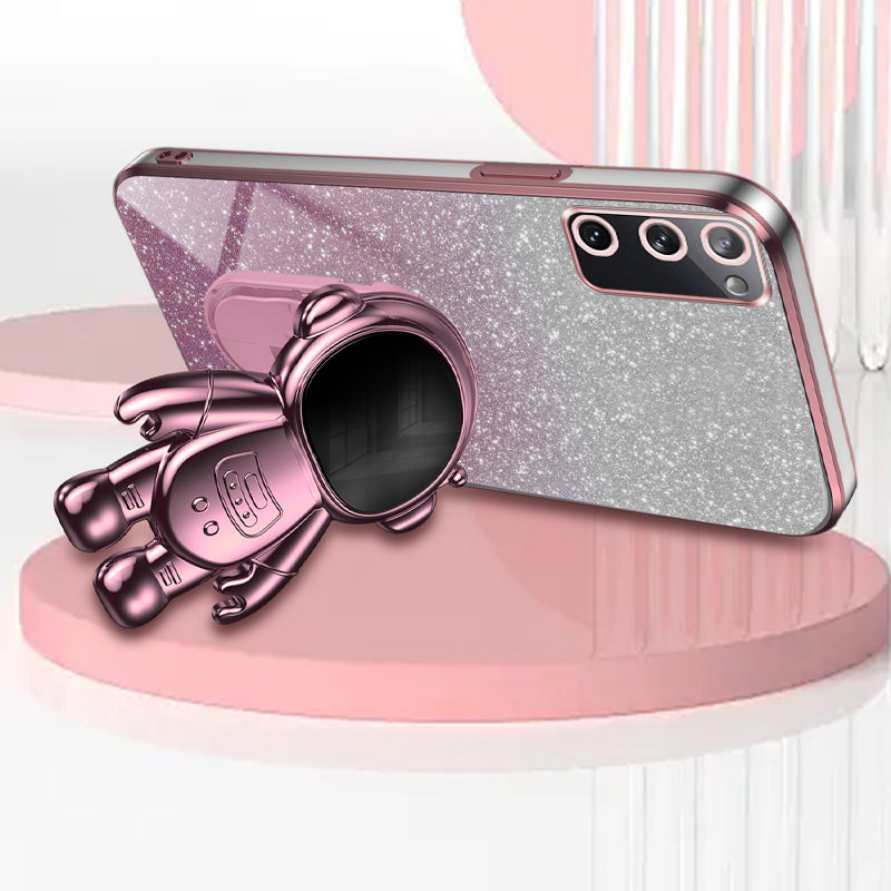 For Samsung Galaxy S20 FE 2022 / S20 Lite / S20 FE 5G / S20 FE Astronaut Kickstand Phone Case PC+TPU Cover - Pink