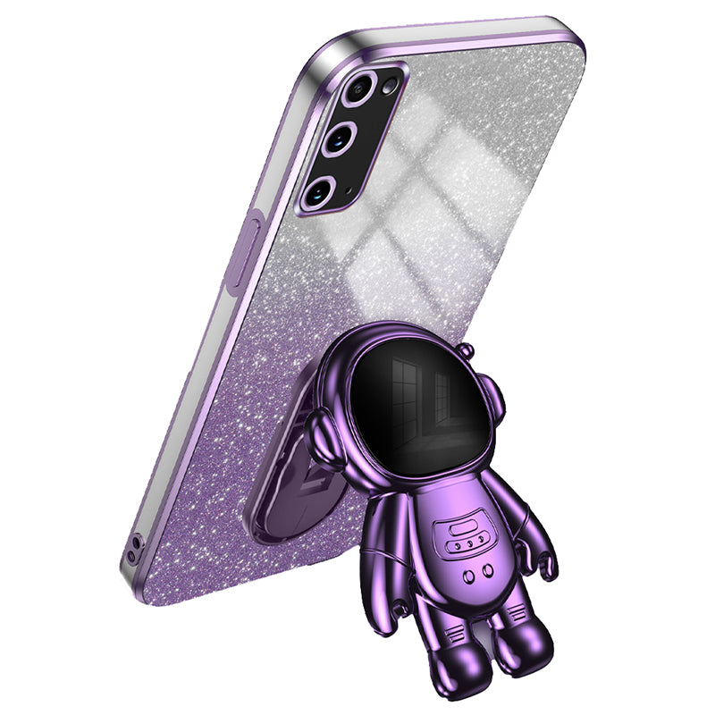 For Samsung Galaxy S20 4G / 5G Stable Kickstand Phone Case PC+TPU Cell Phone Cover - Purple