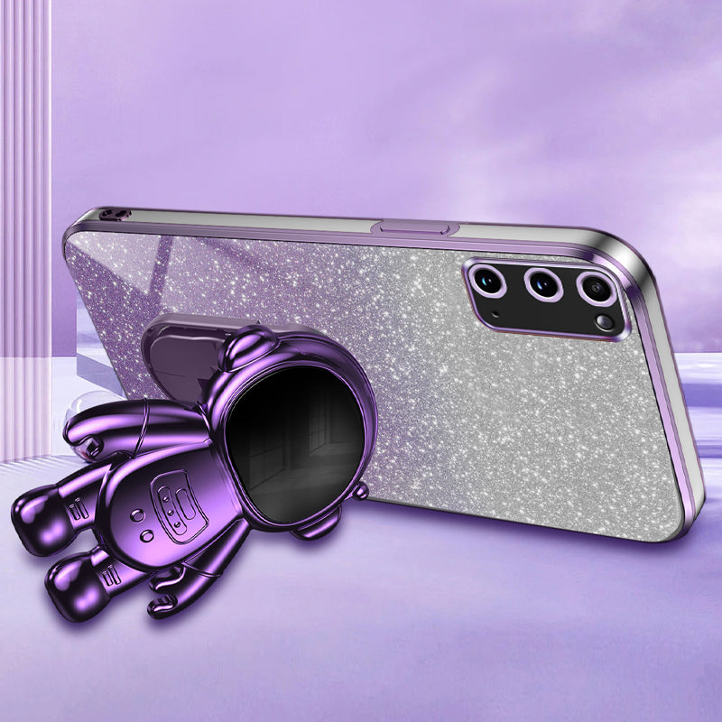 For Samsung Galaxy S20 4G / 5G Stable Kickstand Phone Case PC+TPU Cell Phone Cover - Purple