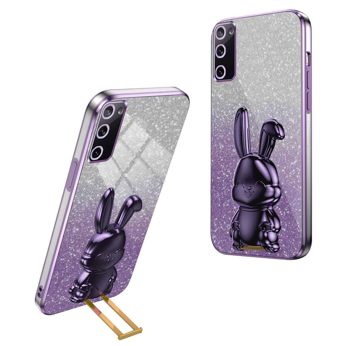 For Samsung Galaxy S20 FE / S20 FE 5G / S20 FE 2022 / S20 Lite Case Glitter Anti-drop Phone Kickstand Cover - Purple