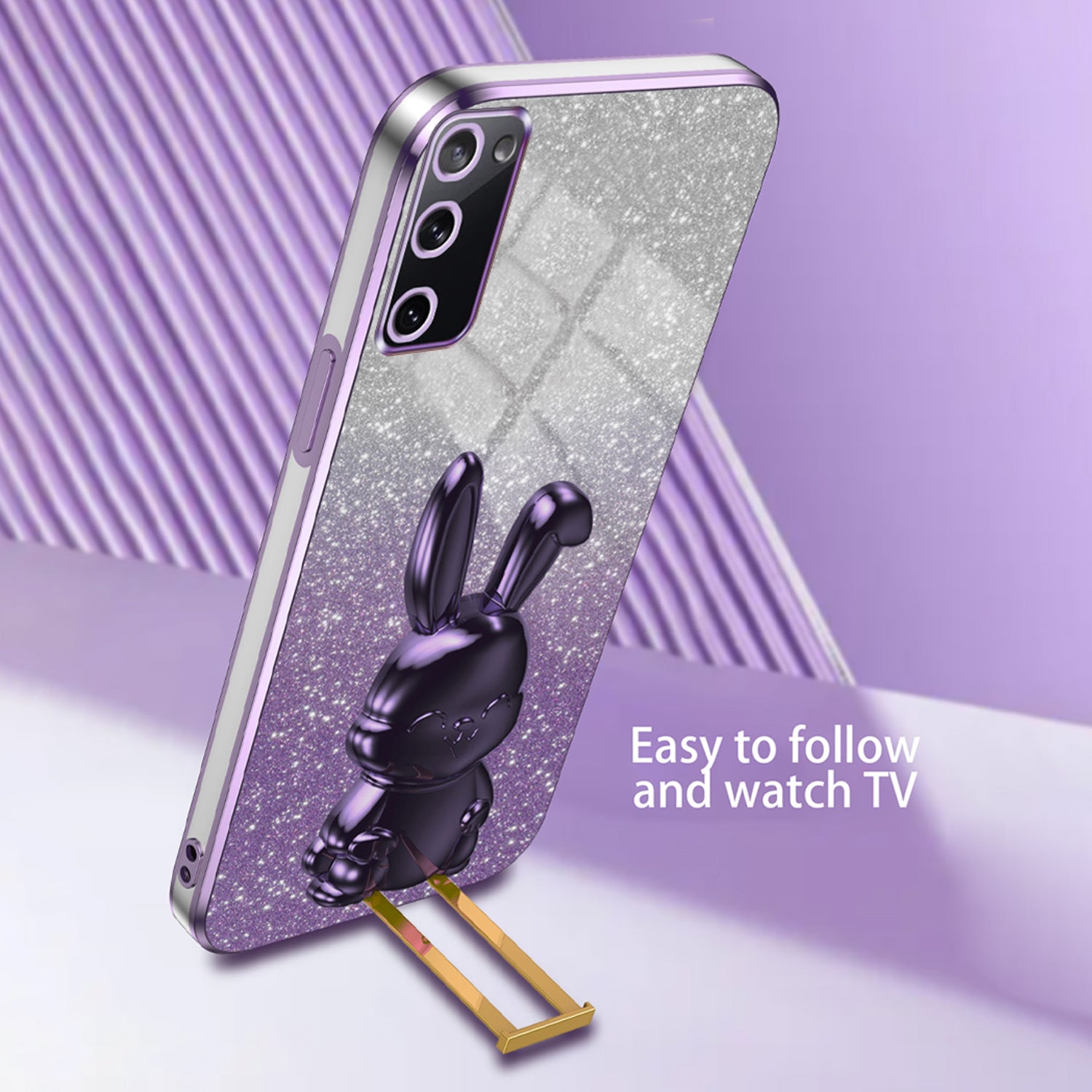 For Samsung Galaxy S20 FE / S20 FE 5G / S20 FE 2022 / S20 Lite Case Glitter Anti-drop Phone Kickstand Cover - Purple