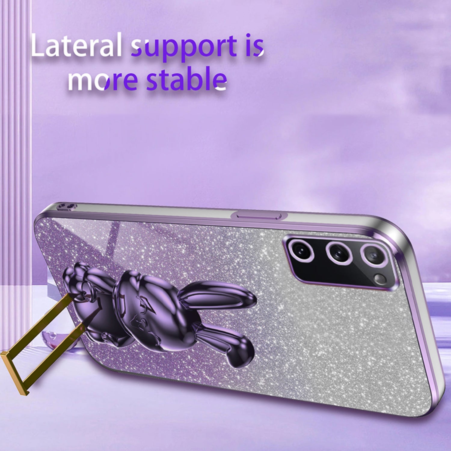 For Samsung Galaxy S20 FE / S20 FE 5G / S20 FE 2022 / S20 Lite Case Glitter Anti-drop Phone Kickstand Cover - Purple