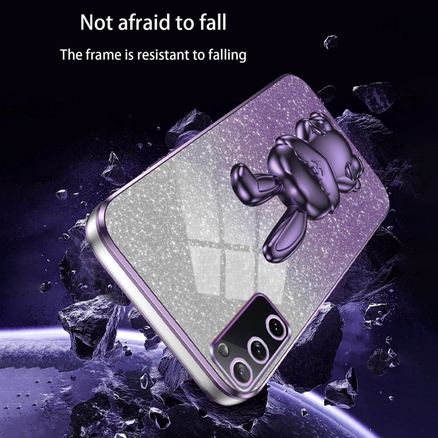 For Samsung Galaxy S20 FE / S20 FE 5G / S20 FE 2022 / S20 Lite Case Glitter Anti-drop Phone Kickstand Cover - Purple