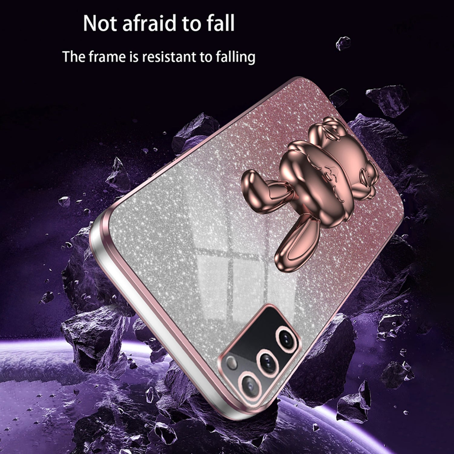 For Samsung Galaxy S20 FE / S20 FE 5G / S20 FE 2022 / S20 Lite Case Glitter Anti-drop Phone Kickstand Cover - Pink