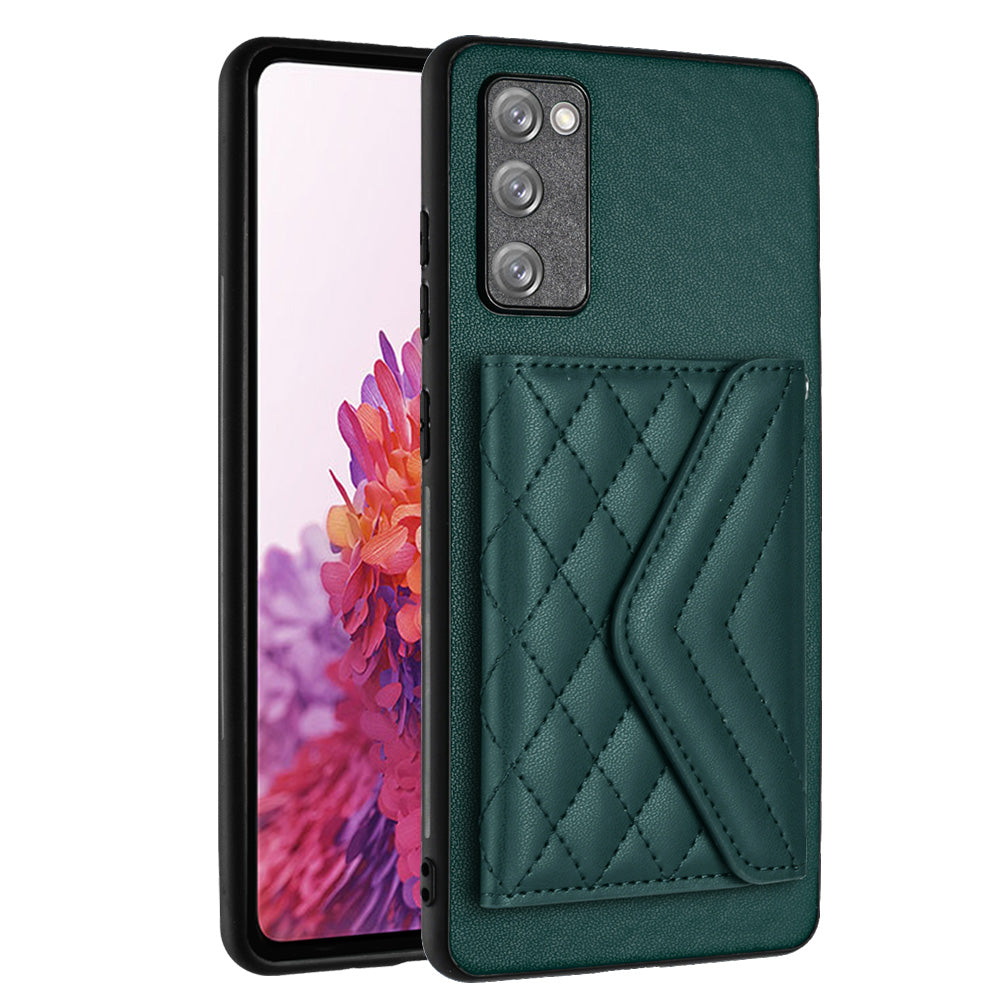 YB Leather Coating Series-8 For Samsung Galaxy S20 FE /  S20 FE 5G / S20 Lite / S20 FE 2022 Case Card Bag Phone Cover - Green