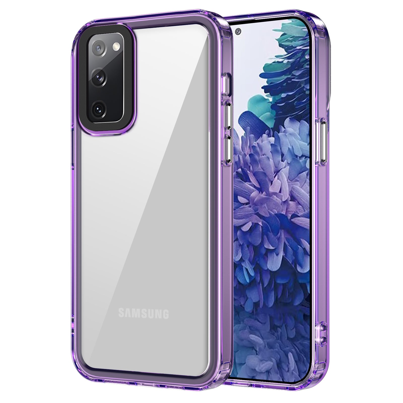 For Samsung Galaxy S20 FE / S20 FE 5G / S20 FE 2022 / S20 Lite Case PC+TPU Clear Back Cover - Transparent Purple