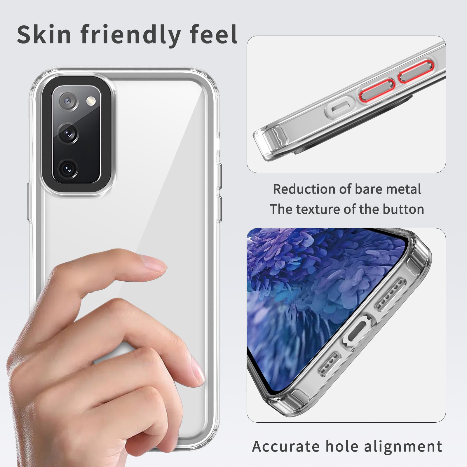 For Samsung Galaxy S20 FE / S20 FE 5G / S20 FE 2022 / S20 Lite Case PC+TPU Clear Back Cover - Transparent