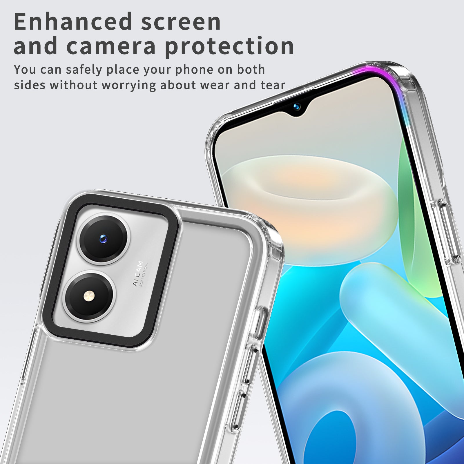 Phone Cover for vivo Y02s 4G / Y16 4G / Y56 5G Case Drop Protection HD Clear Shell - Transparent