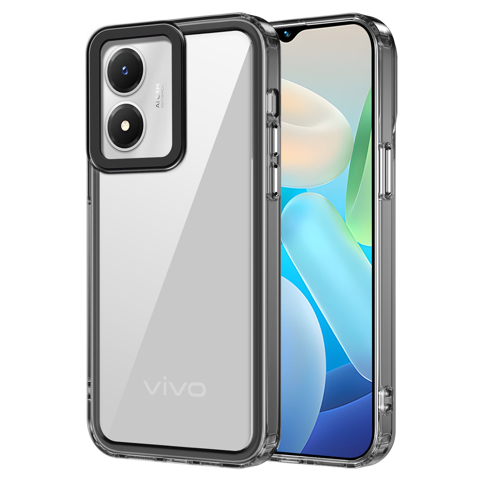 Phone Cover for vivo Y02s 4G / Y16 4G / Y56 5G Case Drop Protection HD Clear Shell - Transparent Black