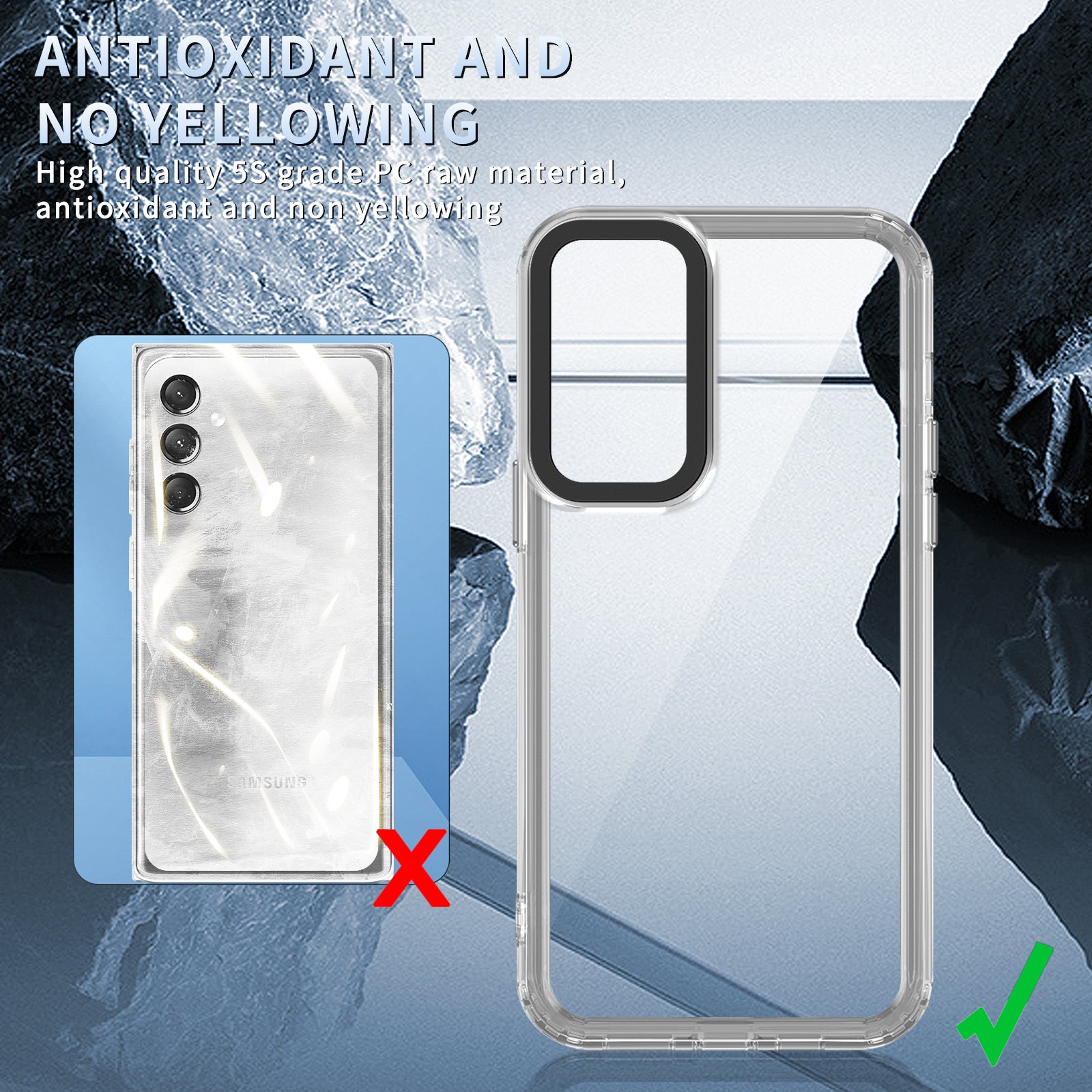 For Samsung Galaxy A24 4G (162.1 x 77.6 x 8.3mm) / M34 5G / F34 5G Phone Case PC+TPU Clear Back Cover - Transparent Black