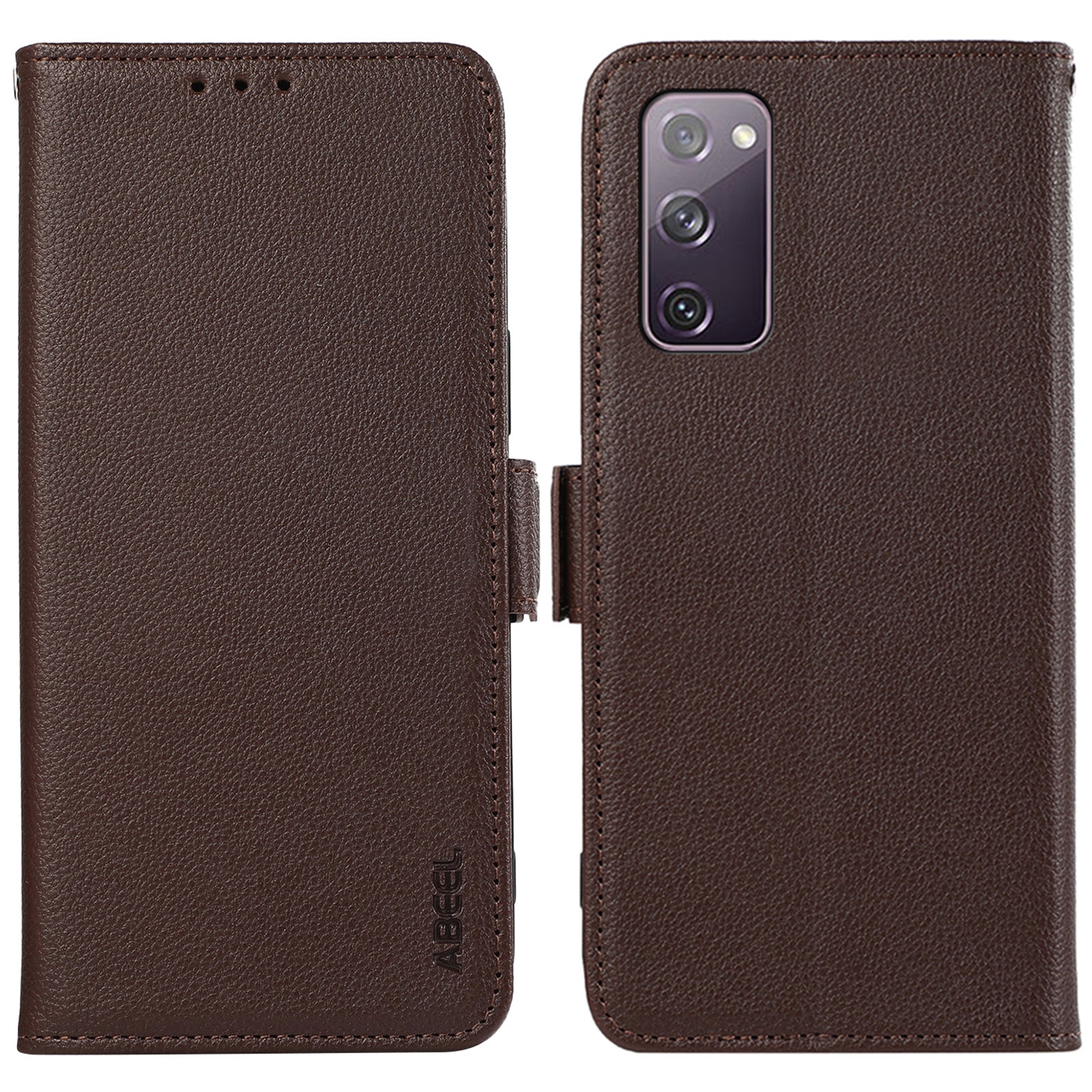 ABEEL For Samsung Galaxy S20 FE 4G / FE 5G / S20 Lite / S20 FE 2022 Case RFID Blocking Leather Phone Case - Brown