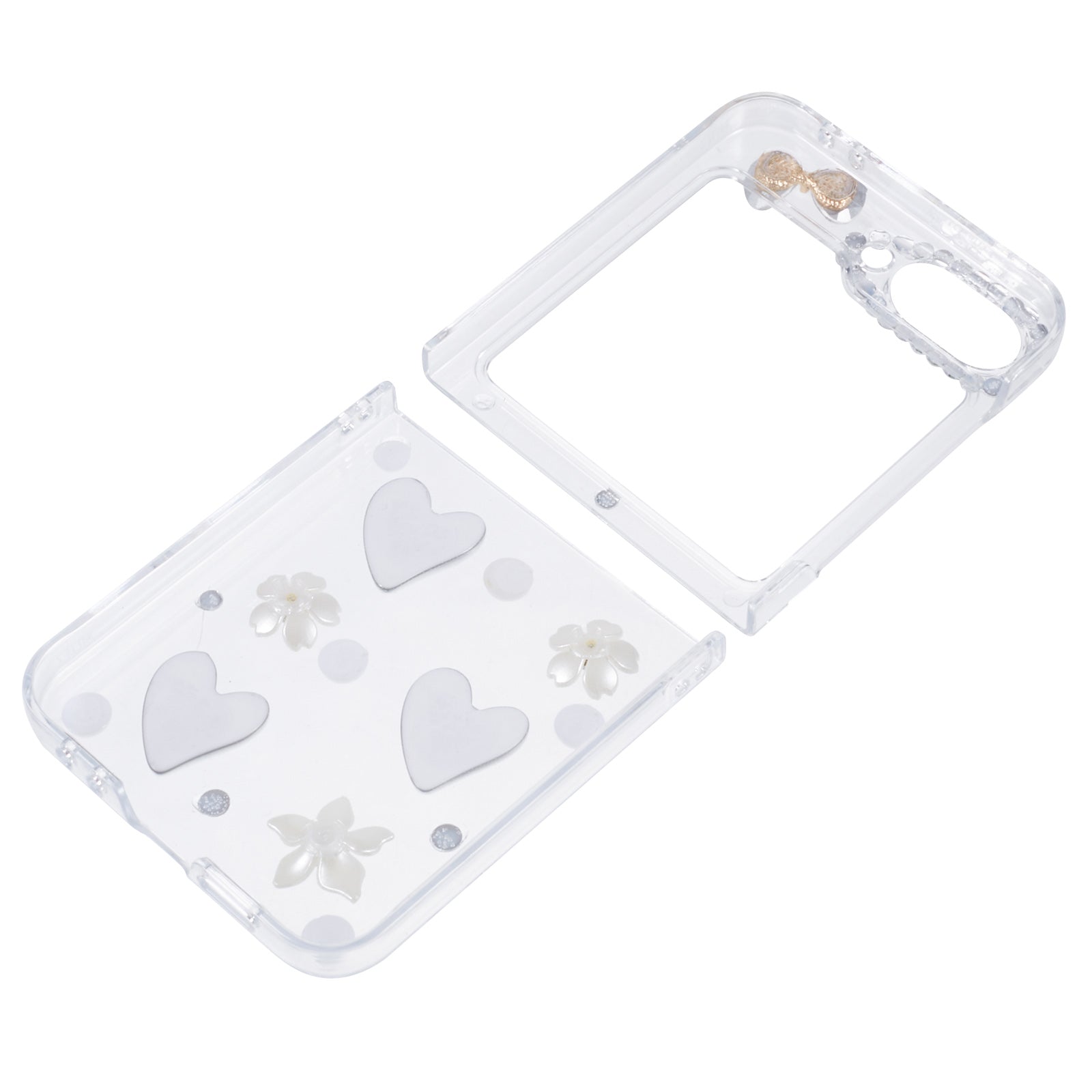 For Samsung Galaxy Z Flip6 5G Case 2-Piece Design Hard Plastic Phone Shell with Rhinestone Decor - Heart