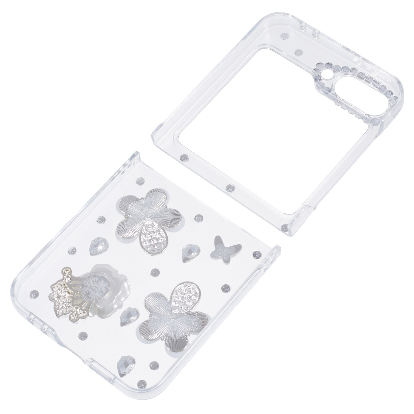 For Samsung Galaxy Z Flip6 5G Case 2-Piece Design Hard Plastic Phone Shell with Rhinestone Decor - Flower