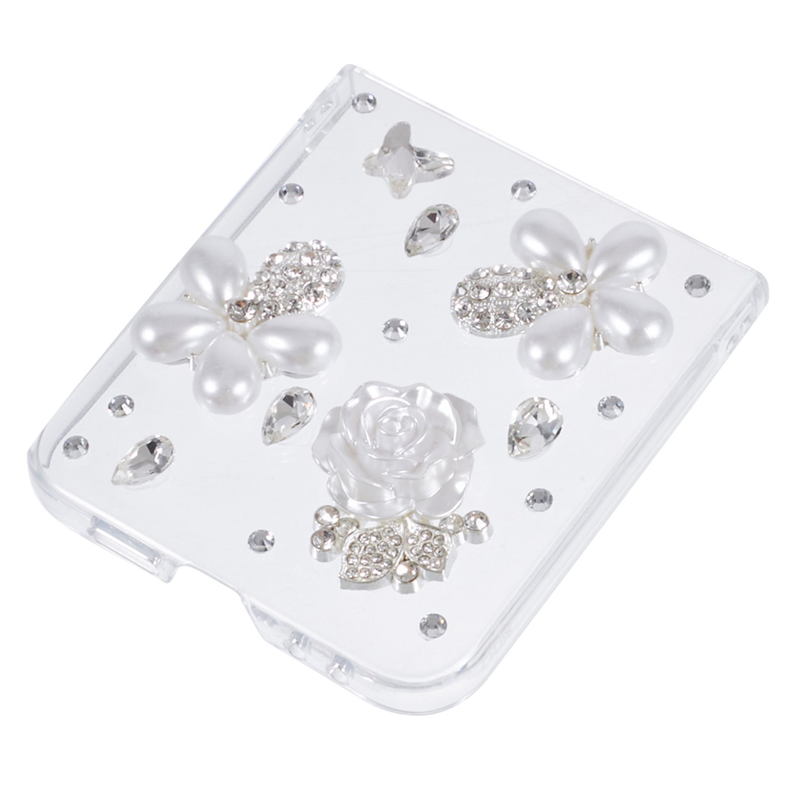 For Samsung Galaxy Z Flip6 5G Case 2-Piece Design Hard Plastic Phone Shell with Rhinestone Decor - Flower