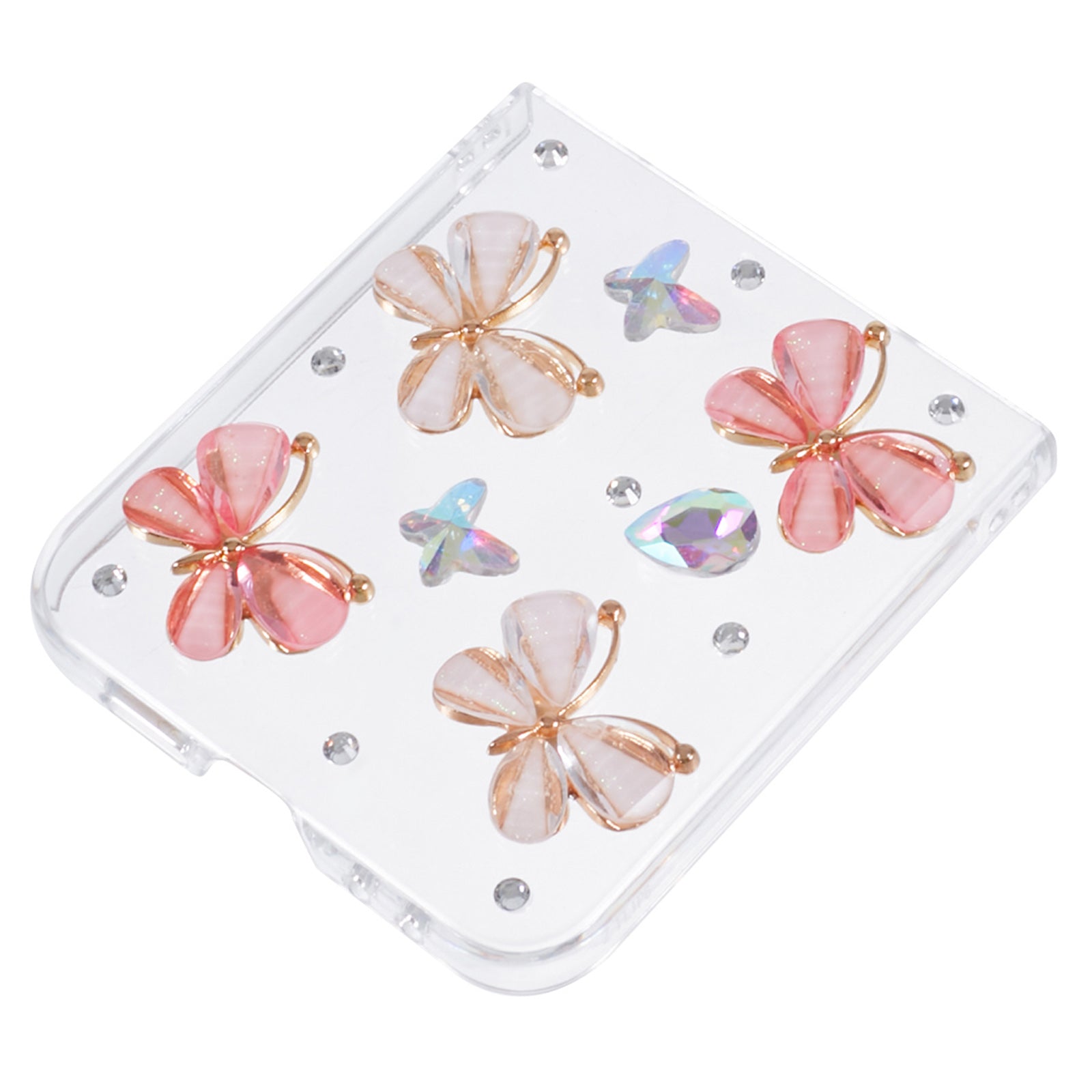 For Samsung Galaxy Z Flip6 5G Case 2-Piece Design Rhinestone Decor Plastic Phone Cover - Butterflies