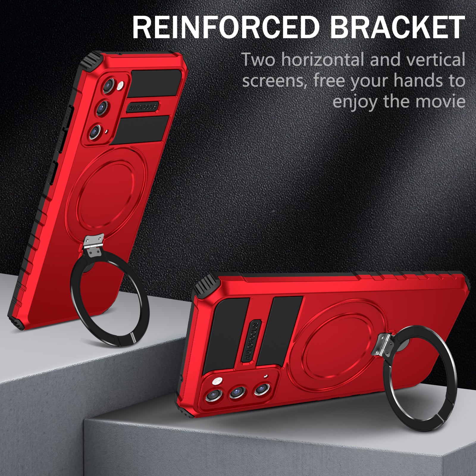 For Samsung Galaxy S20 FE 5G / S20 FE / S20 FE 2022 / S20 Lite Case PC+TPU Magnetic Kickstand Phone Cover - Red