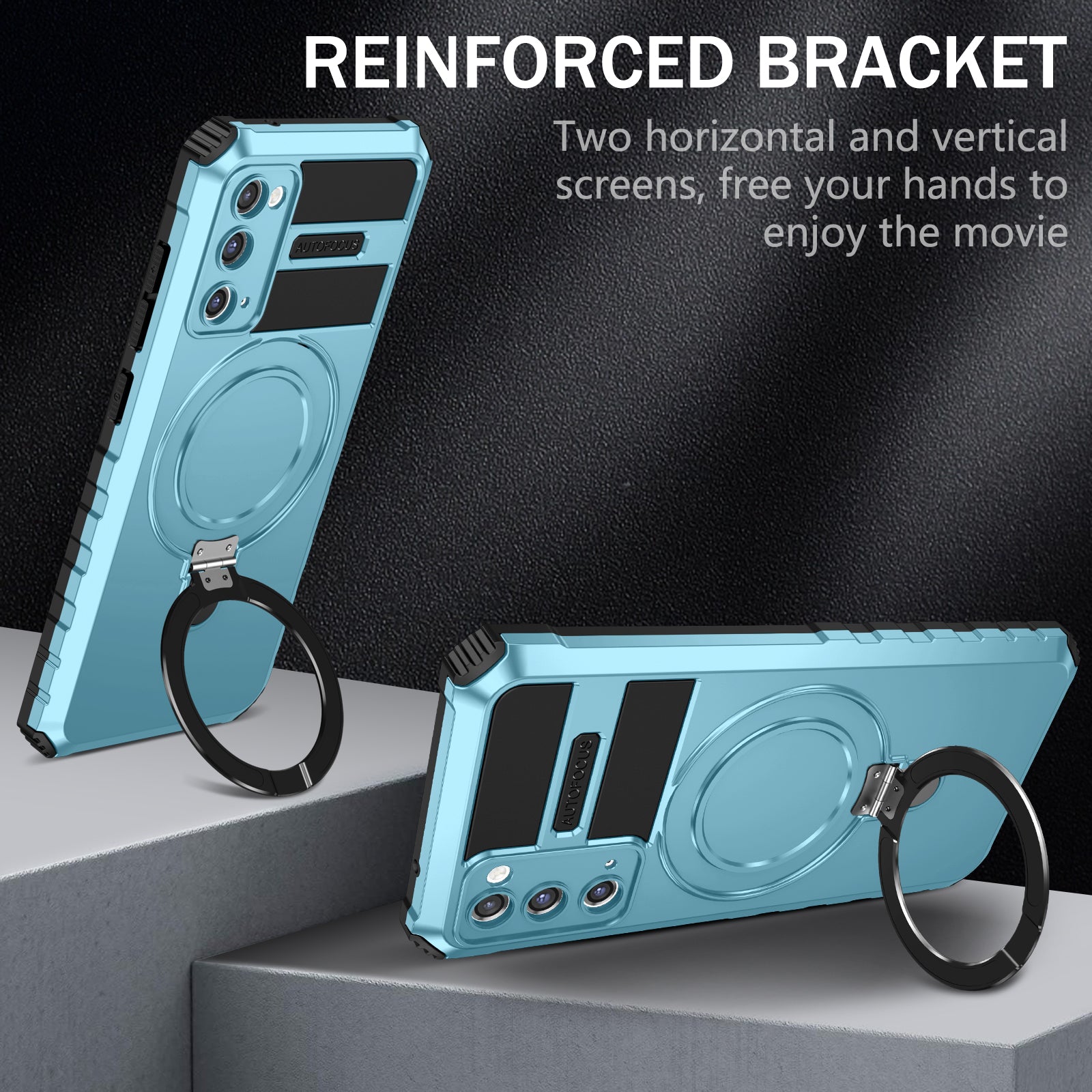 For Samsung Galaxy S20 FE 5G / S20 FE / S20 FE 2022 / S20 Lite Case PC+TPU Magnetic Kickstand Phone Cover - Baby Blue